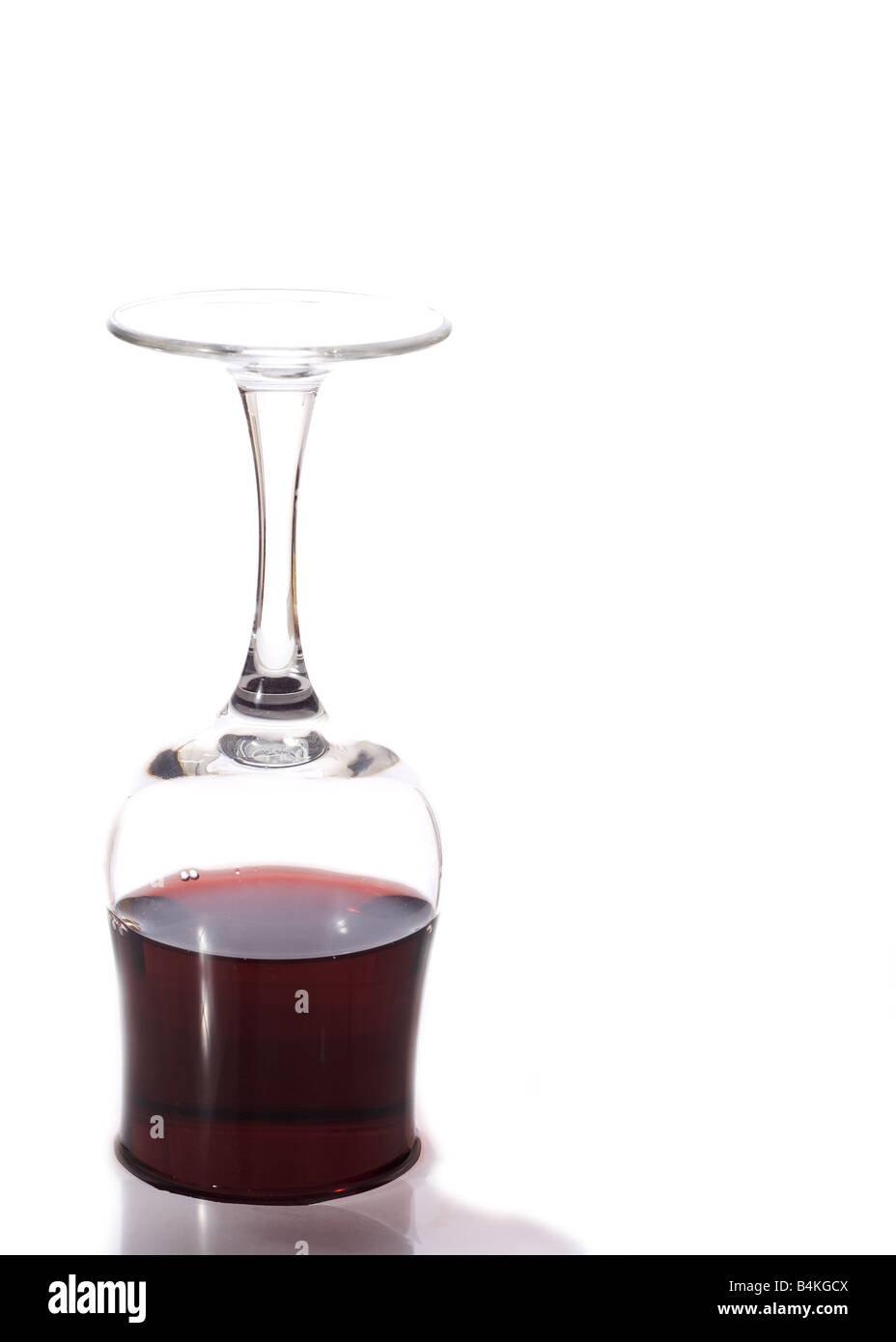 Glass filled with red wine standing upside down It is time to say no