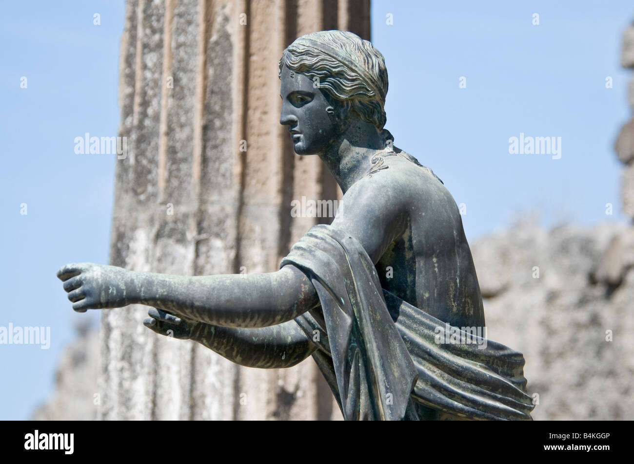 Bronze statue in the Temple of Apollo in the ruins of Pompeii Stock Photo Alamy