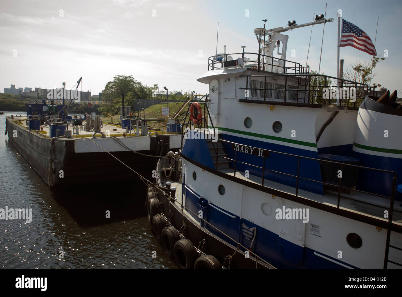 The tugboat Mary H docked at the Bayside natural gas distribution