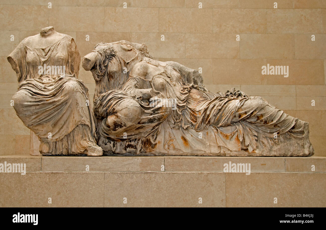 Elgin Marbles, Parthenon Marbles, sculptures of the Parthenon, ,sculptor Phidias, Acropolis of Athens, 5th century BCE, Athena Greece, British Museum, Stock Photo