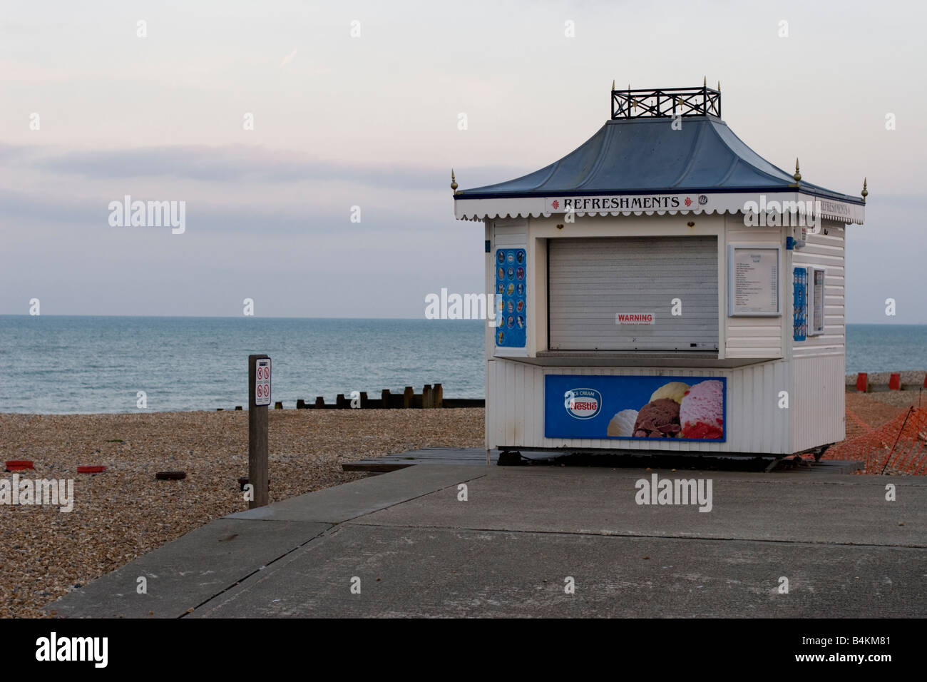 Closed ice cream kiosk on Eastbourne seafront Stock Photo Alamy