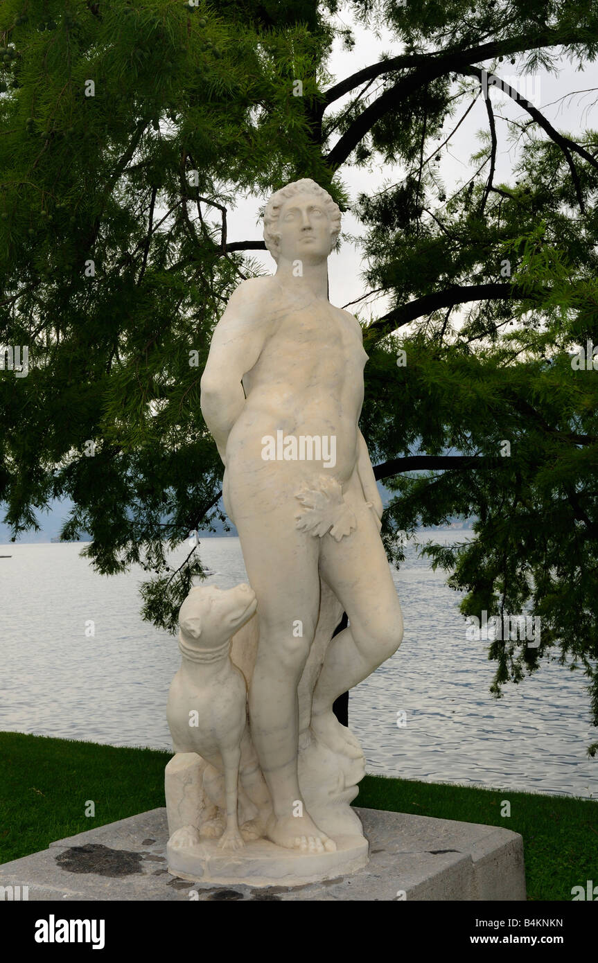 Statue in Gardens of the Villa Melzi on Lake Como in Italy Stock Photo