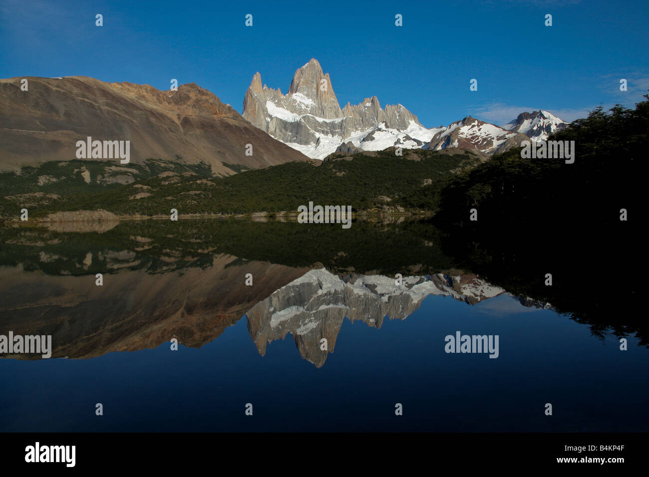 Mt Fitzroy reflected Patagonia, Argentina Stock Photo