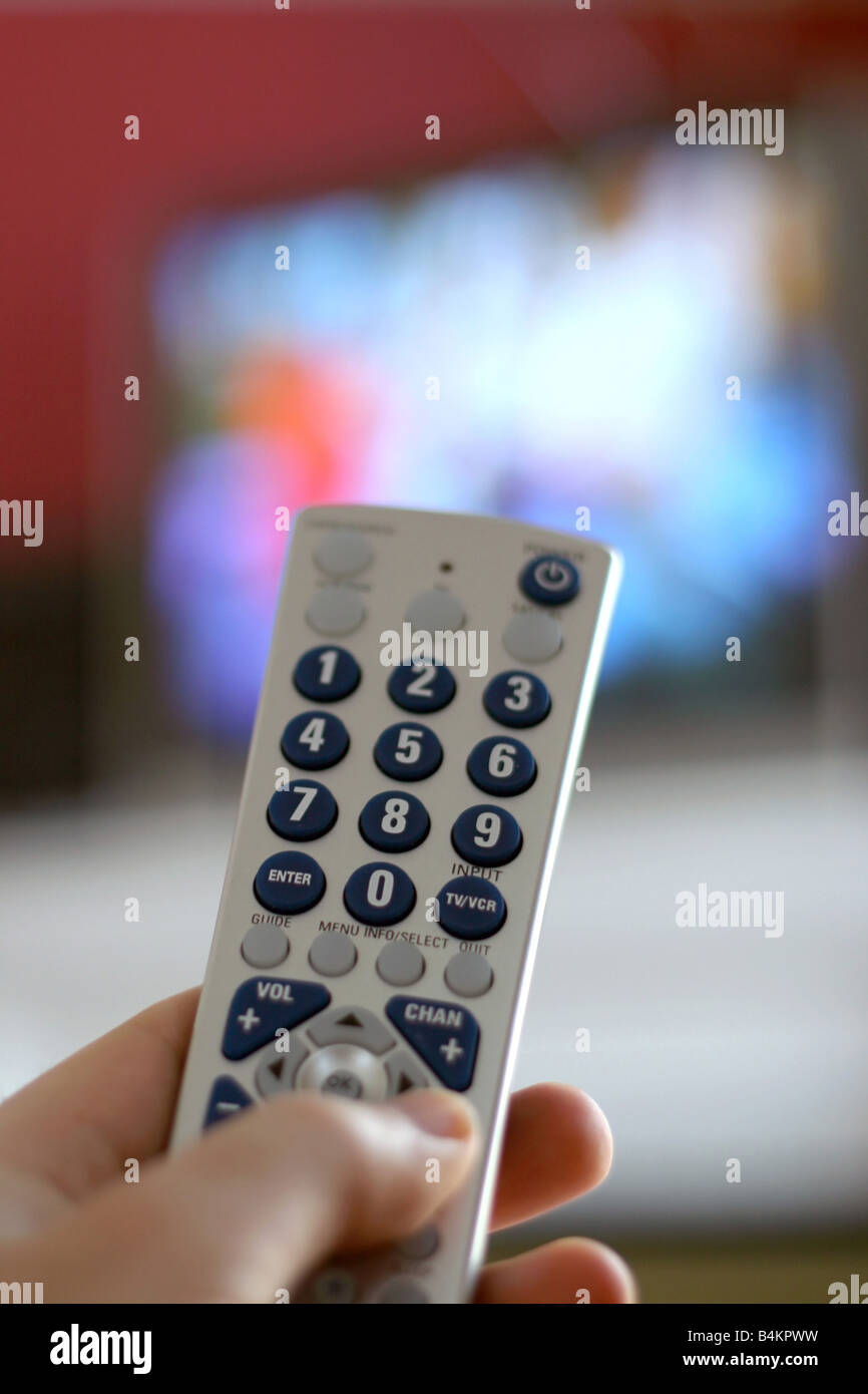 A remote control in action shallow depth of field with focus on the remote Stock Photo