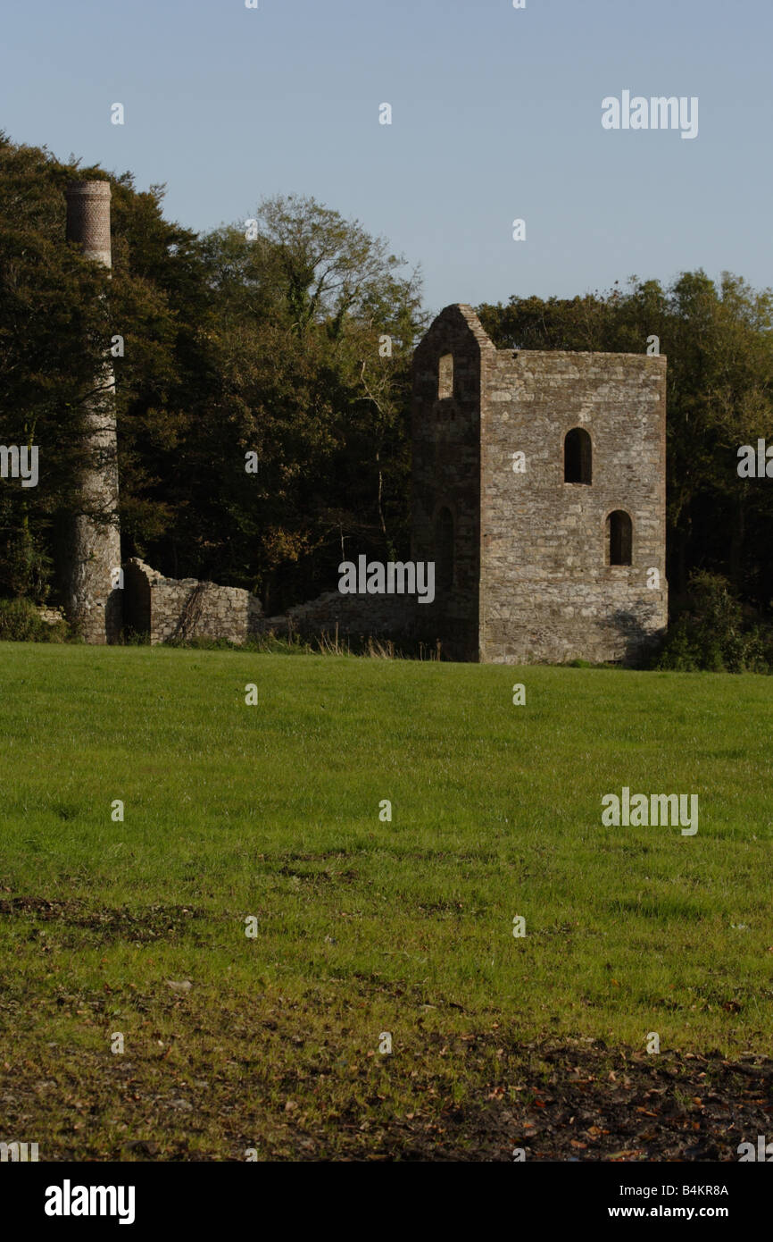 Disused Mine Engine House and Chimney Stack at Kelly Bray Callington
