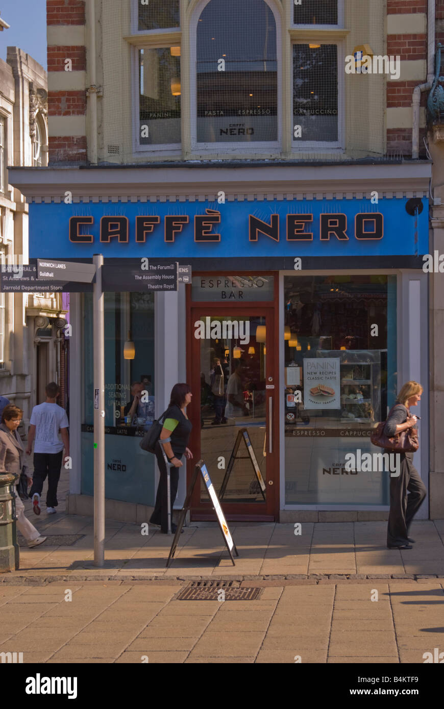 Caffe Nero Coffee Shop in the city centre of Norwich,Norfolk,Uk Stock Photo