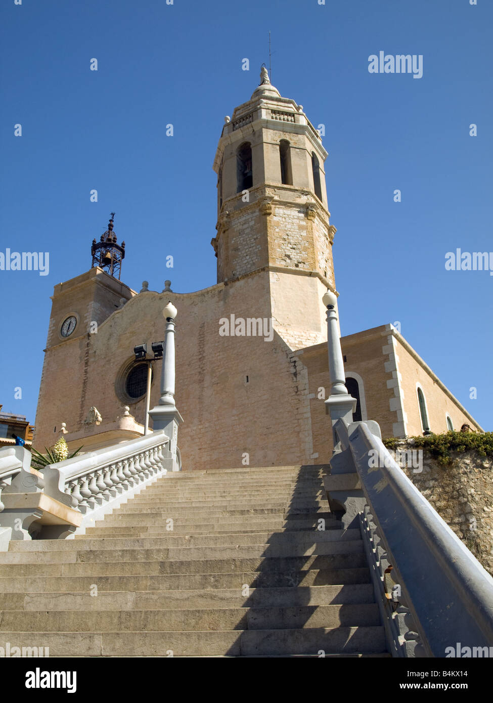 Sitges Church - Esglesia de Sant Bartomeu I Santa Tecla Stock Photo