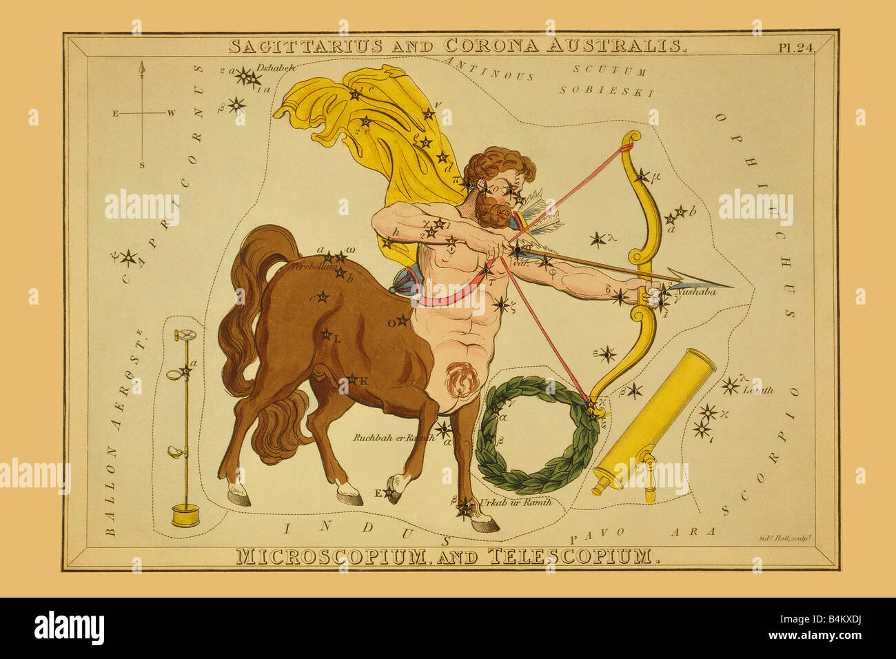 Sagittarius and Corona Australis, Microscopium, and Telescopium Stock Photo