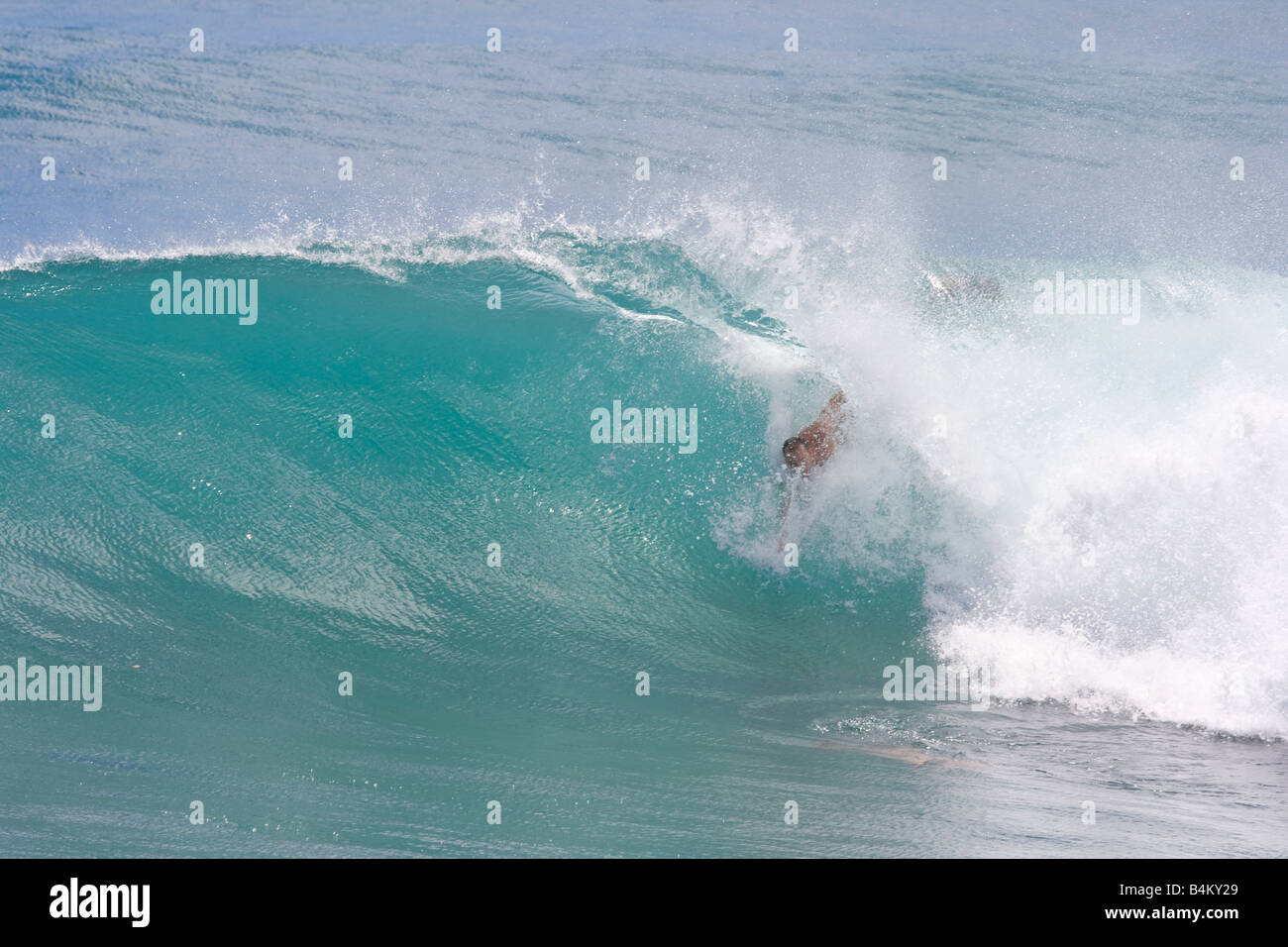 Bodysurfing Point Panic Honolulu Oahu Hawaii Stock Photo