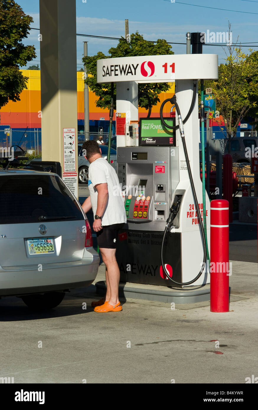 Filling up at pump Stock Photo