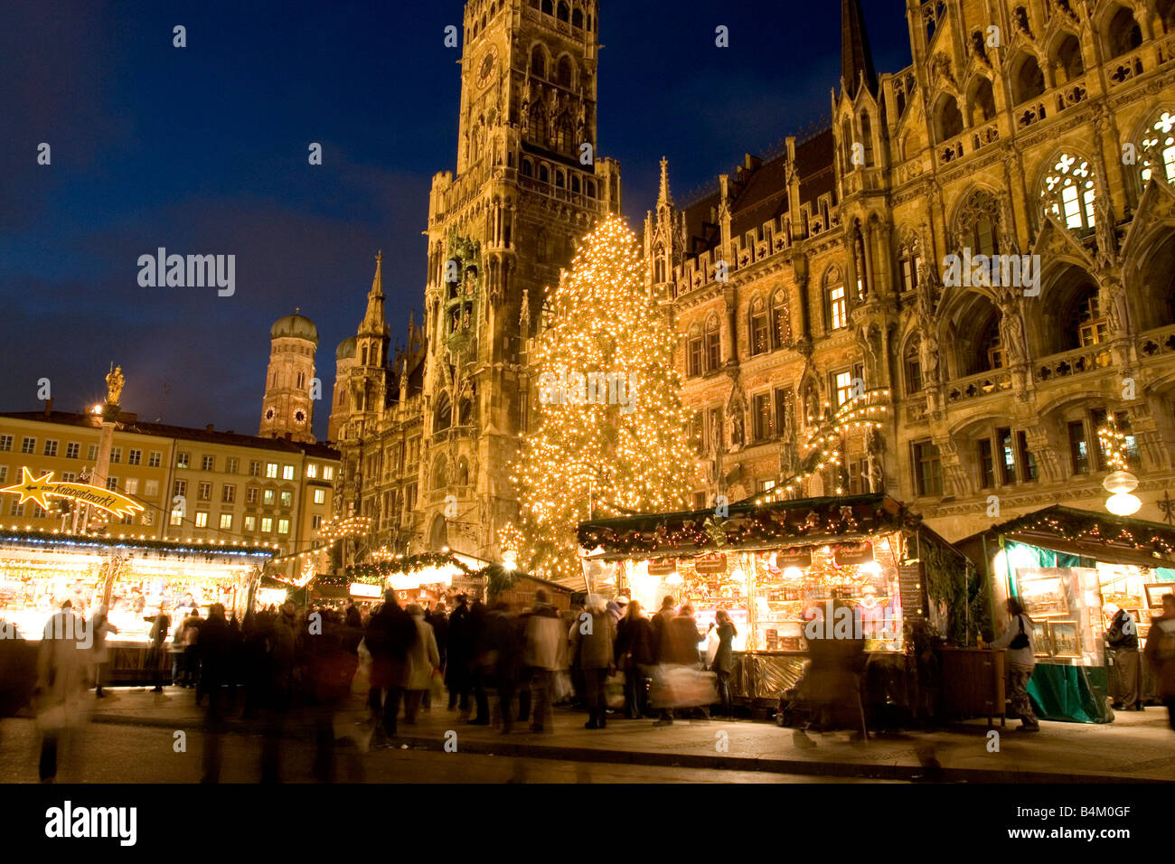 EU DE Germany Bavaria Munich Christkindlmarkt at Marienplatz and the ...