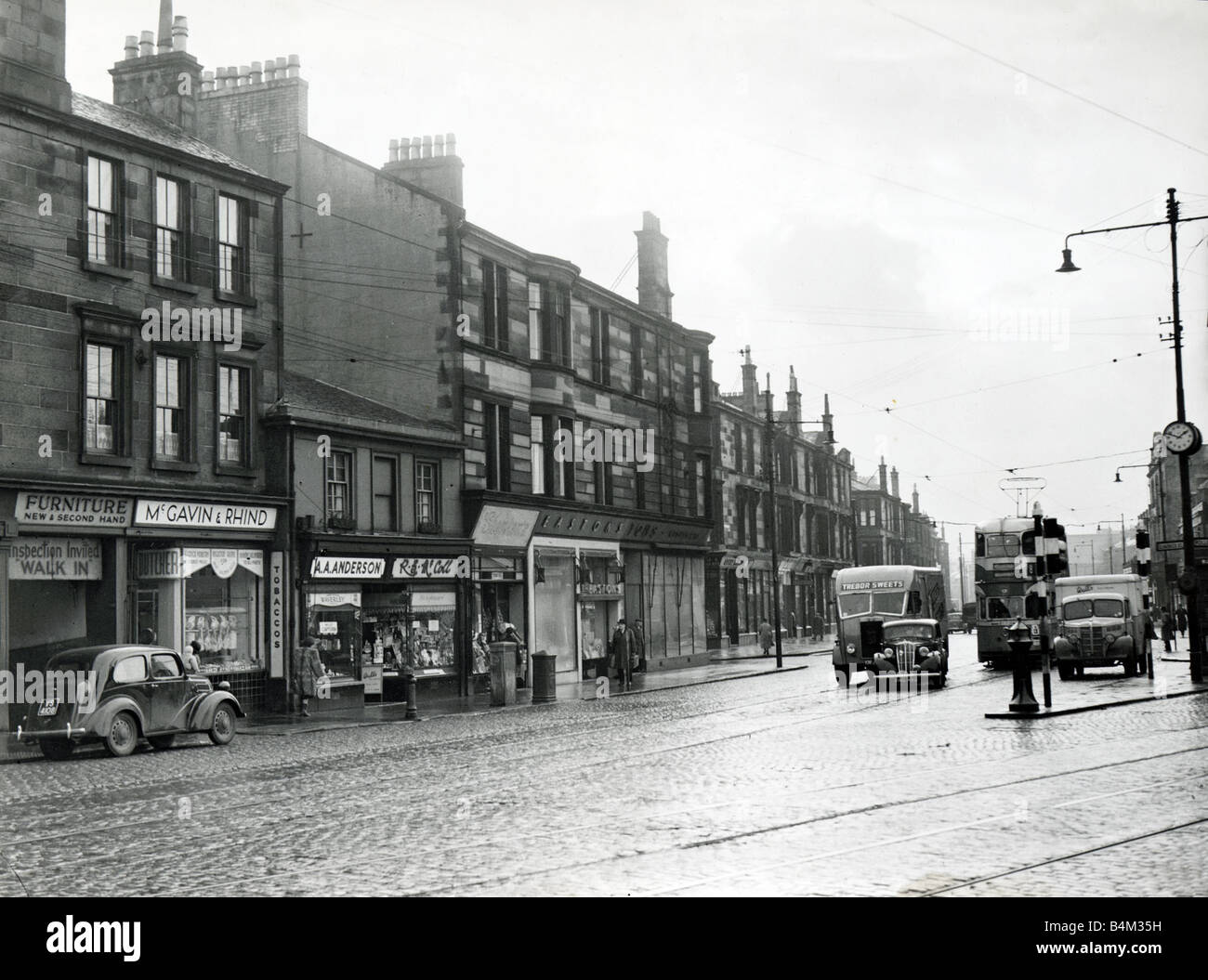 Looking south along Kilmarnock Road Glasgow Shop Shop front Transport