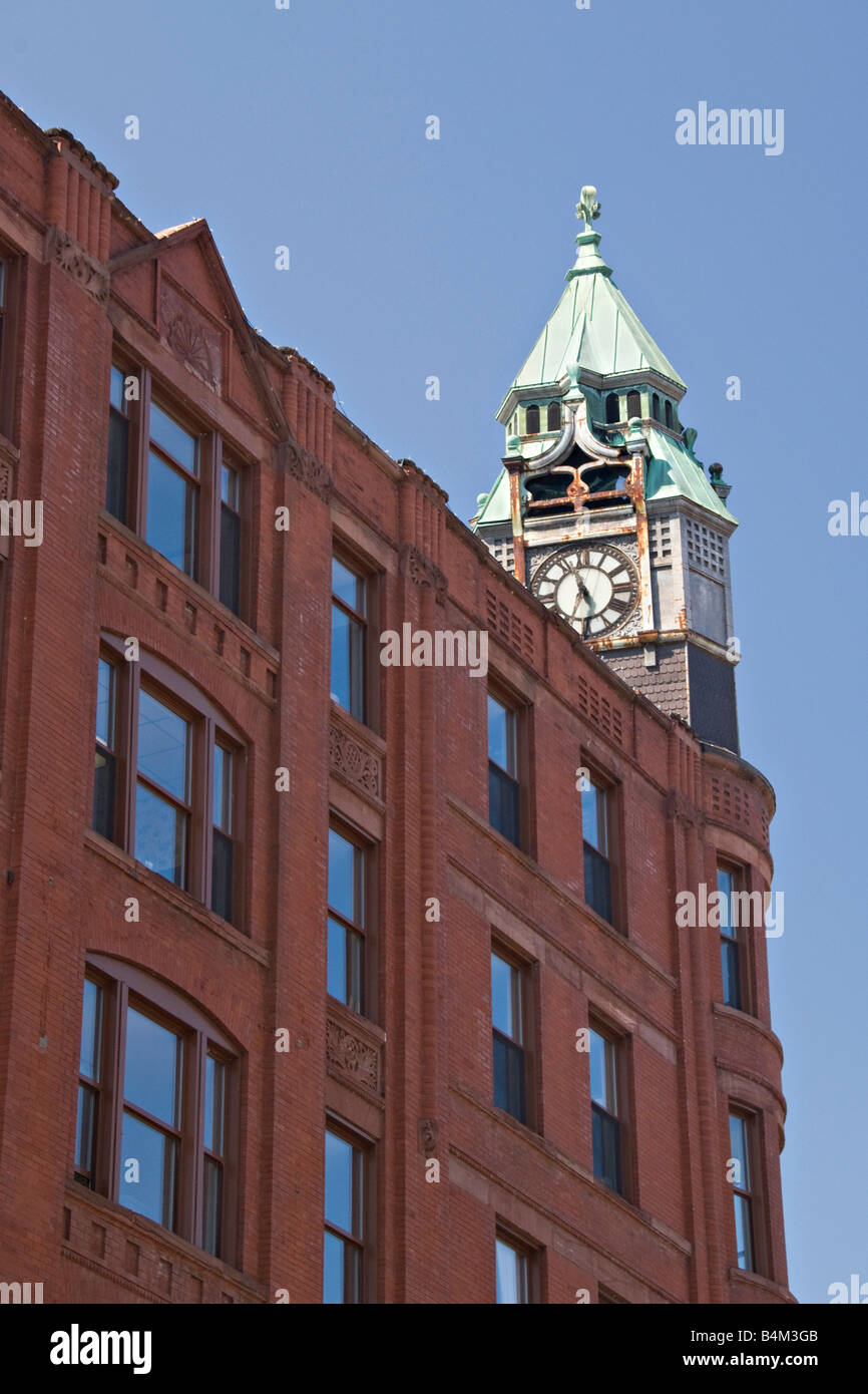 The Savings Bank professional building is a landmark of downtown Marquette Michigan Stock Photo