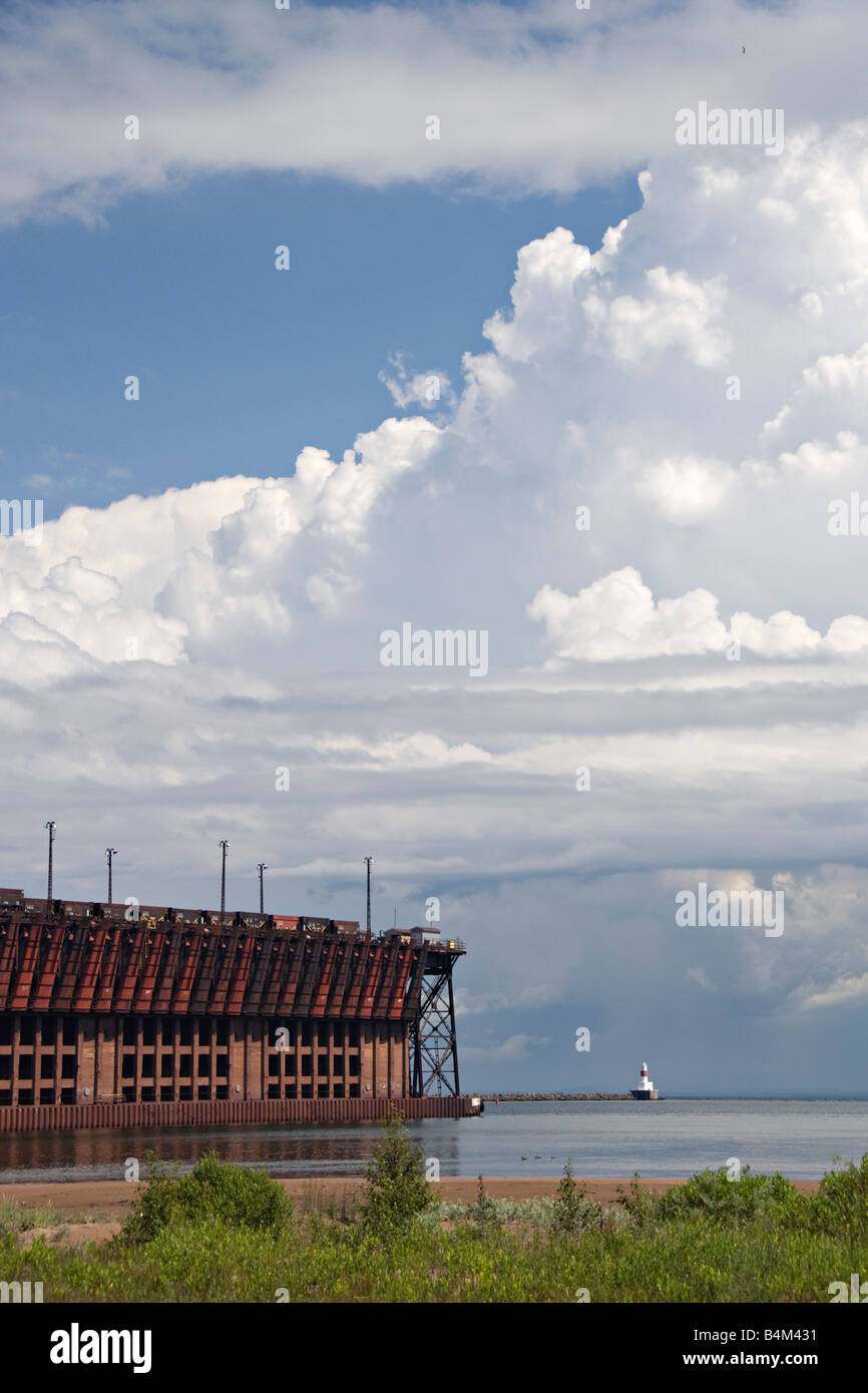 The iron ore shipping dock at Presque Isle Park in Marquette Michigan Stock Photo