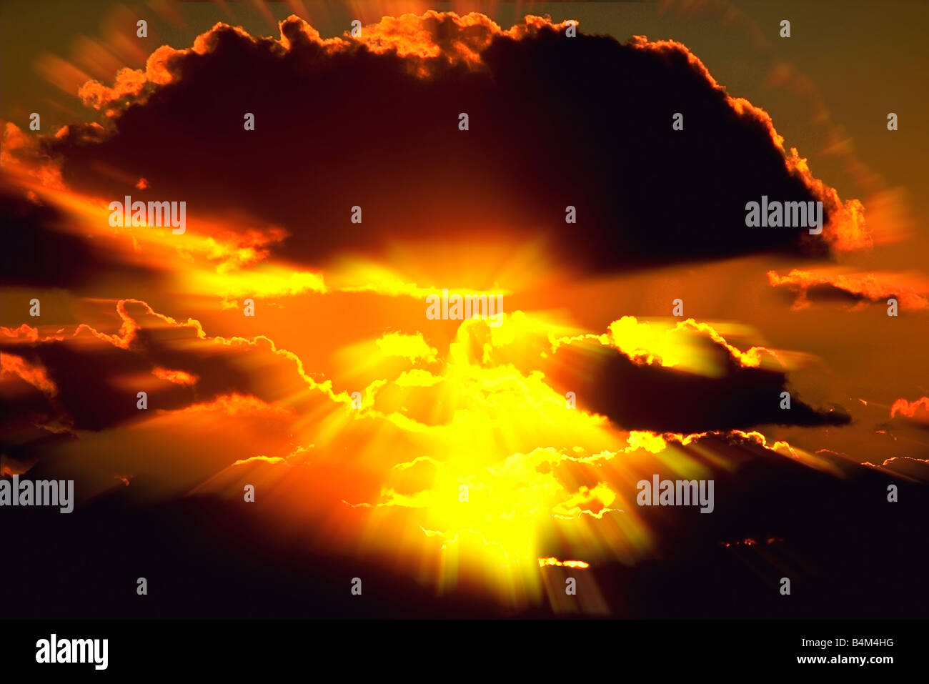 Golden rays through clouds at sunset Ventura California Stock Photo - Alamy