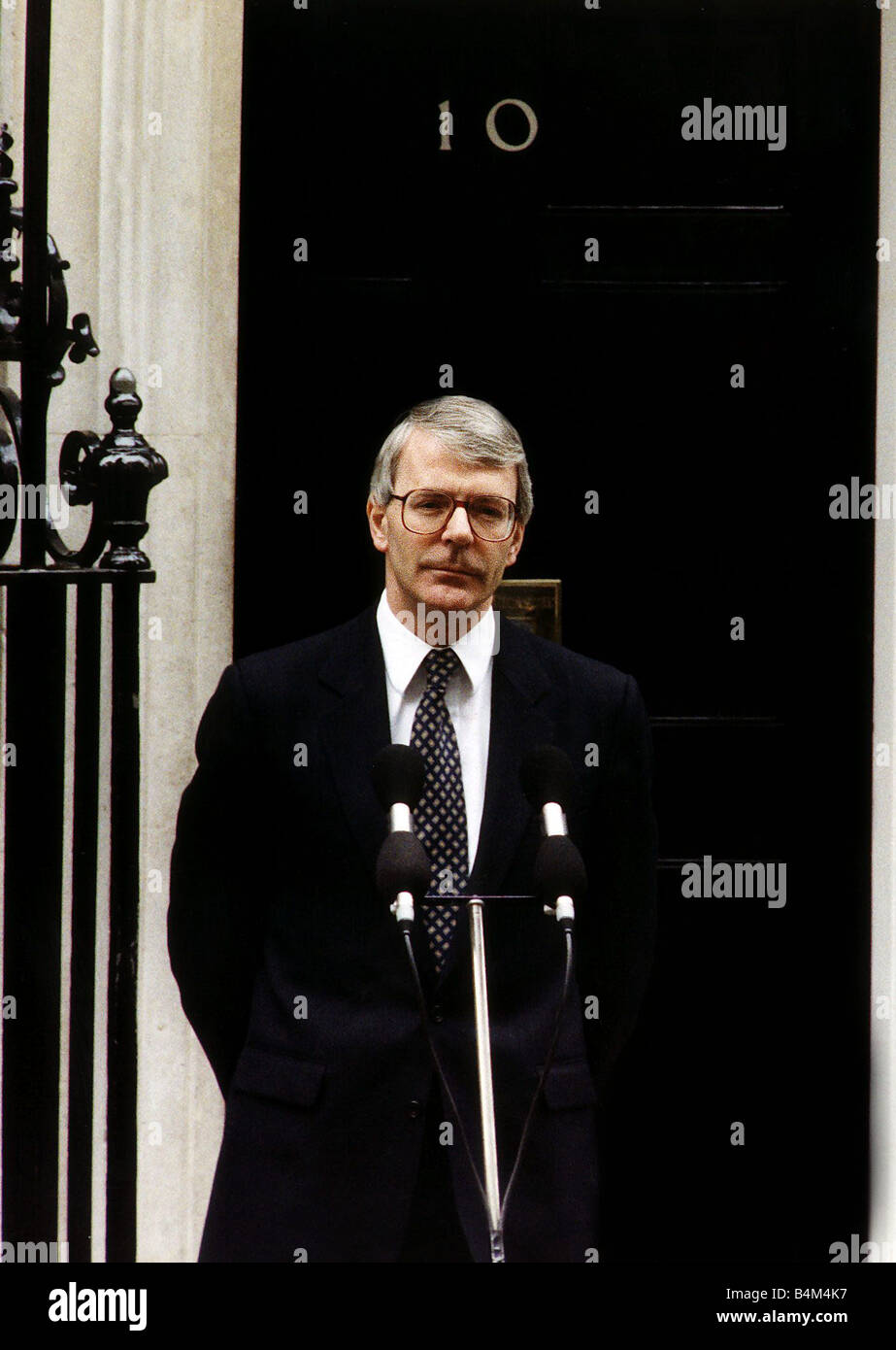 John Major Prime Minister announces the election date outside 10 Downing Street 1992 Stock Photo