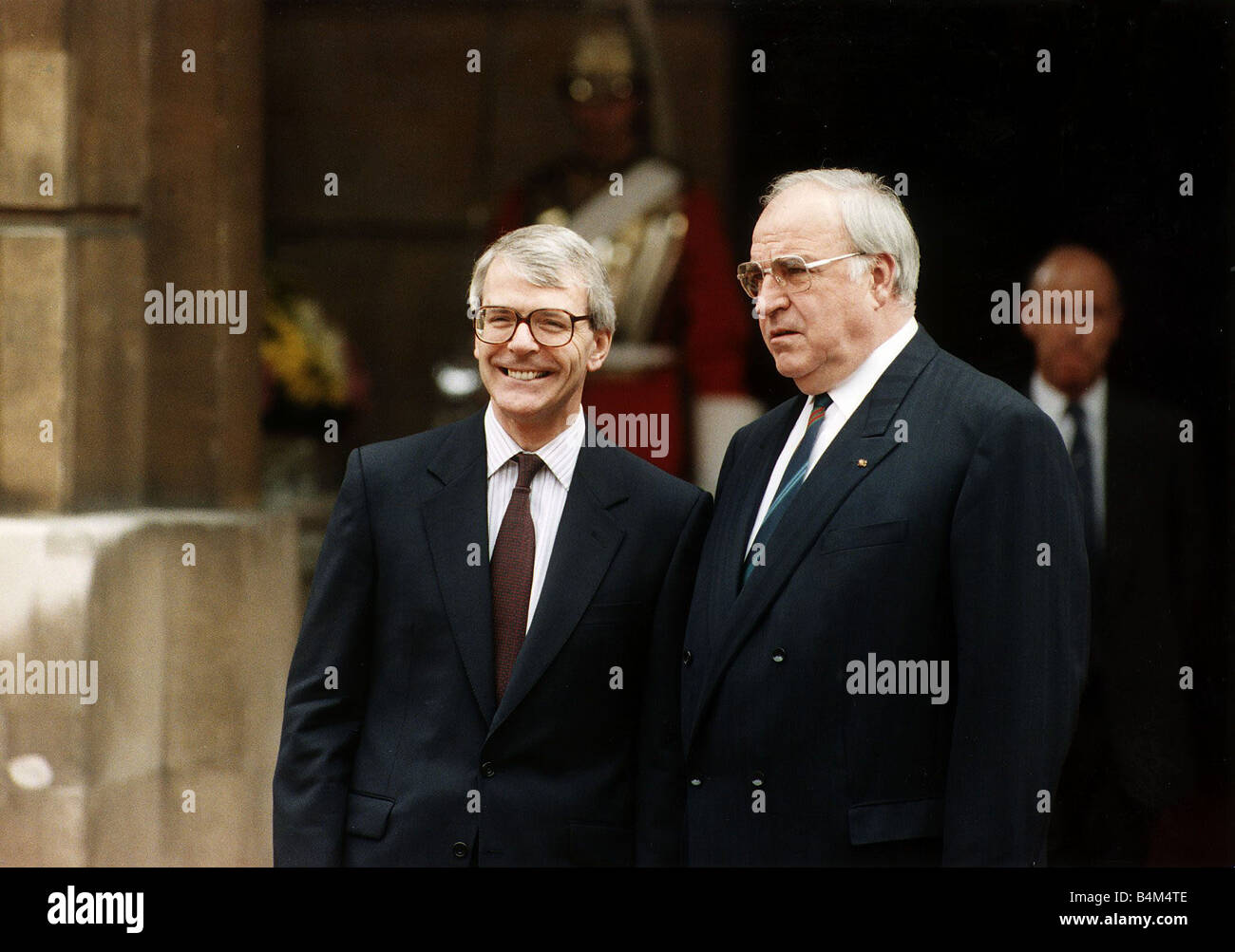 John Major with German premier Helmut Kohl at 1997 summit Stock Photo ...