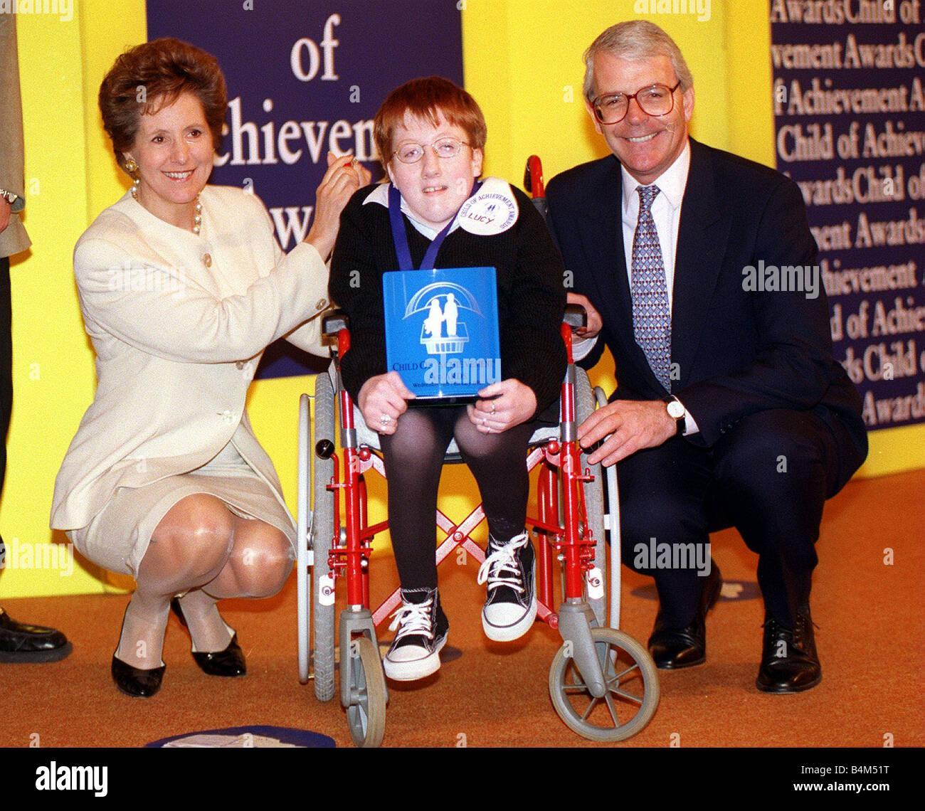 Children of Achievement Awards February 1998 Lucy Macdonald with former prime minister John Major and his wife Norma Stock Photo