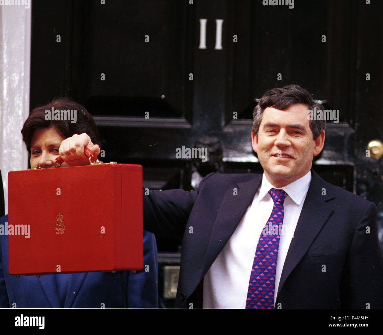 The Chancellor Gordon Brown with Budget Box outside number 11 Downing
