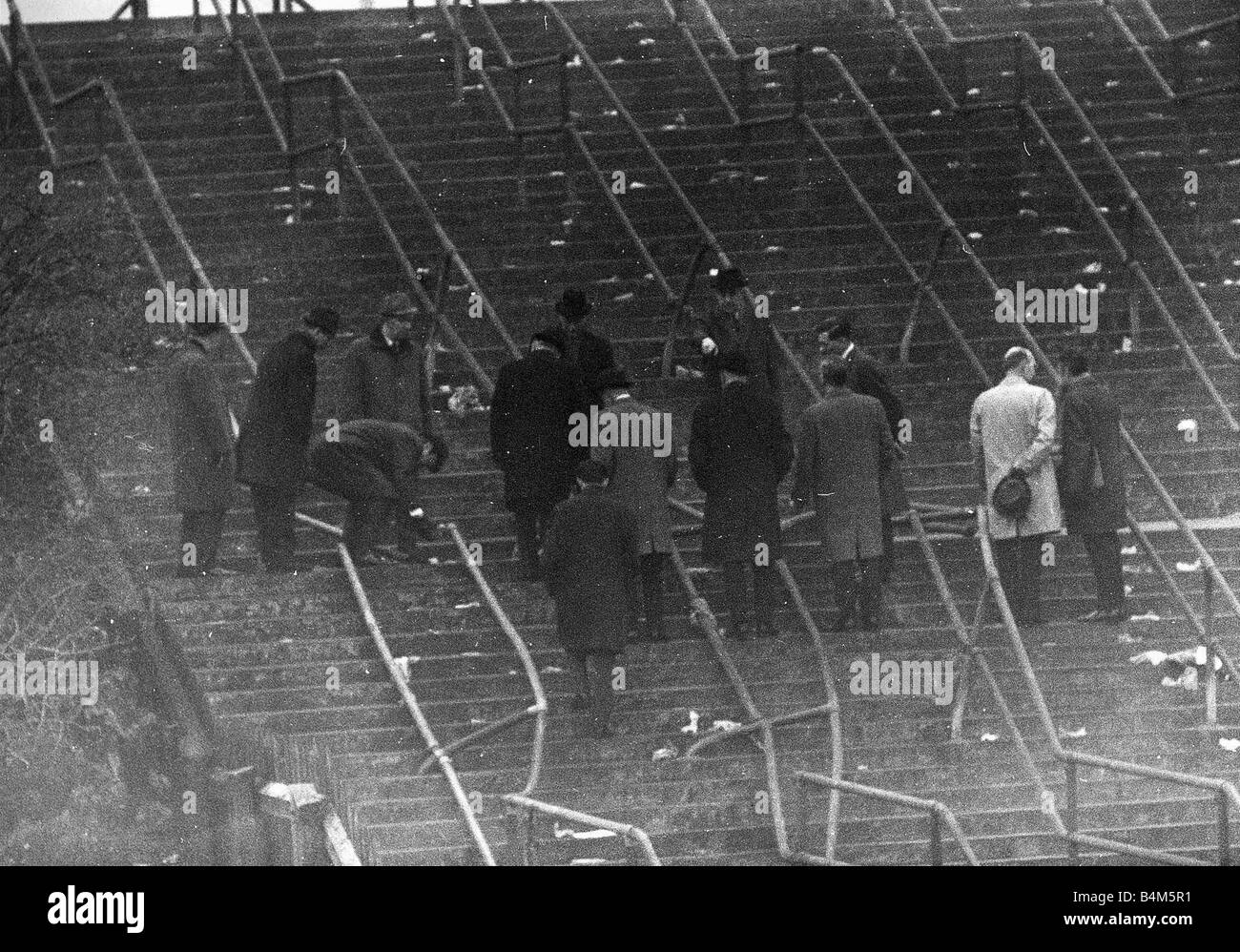 Stairway 13 of Ibrox Park Glasgow scene of the disaster being inspected January 1971 Mirrorpix Stock Photo