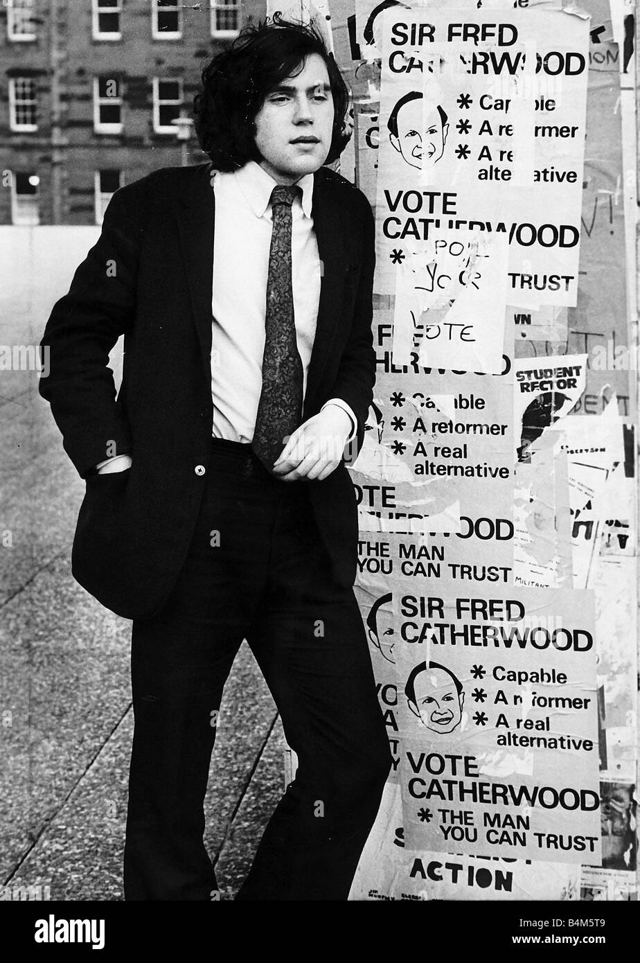 Gordon Brown canvassing to become second student rector Edinburgh  University Circa 1970 Stock Photo - Alamy