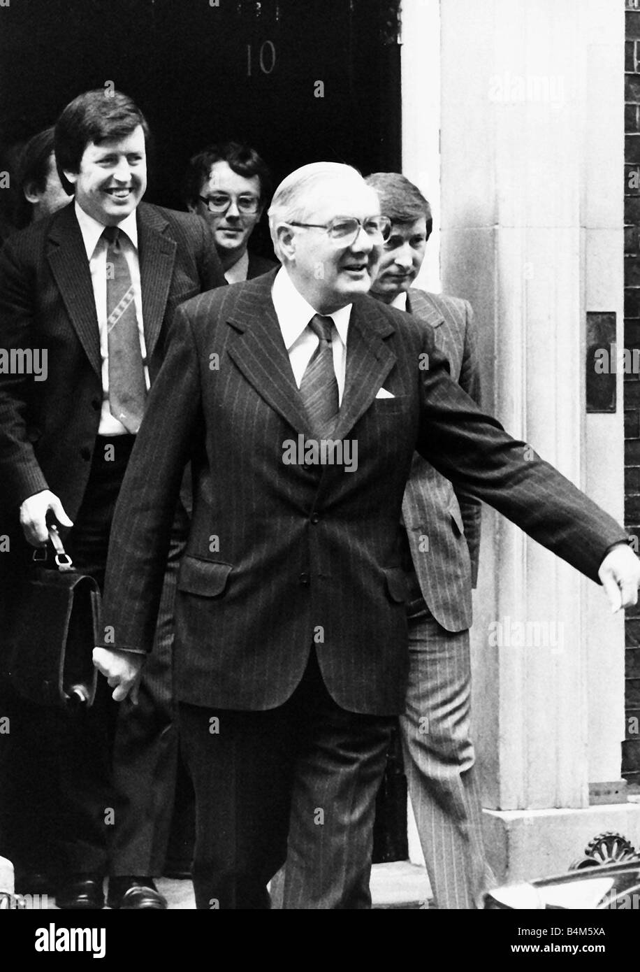 James Callaghan British Prime Minister leaving No 10 Downing Street 1979 Stock Photo