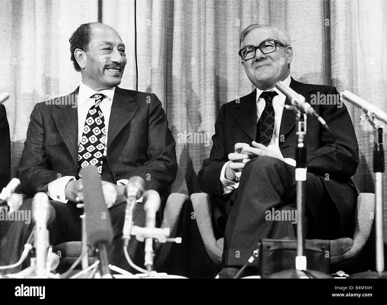 Muhammed Anwar el Sadat President of Egypt 1978 with British Prime Minister James Callaghan Stock Photo