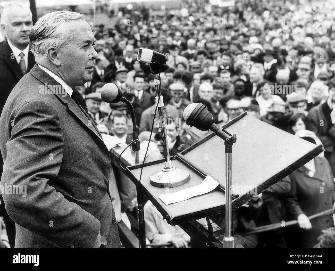 Harold Wilson British Prime Minister July 1967 Addresses the Miner Gala in Durham Stock Photo