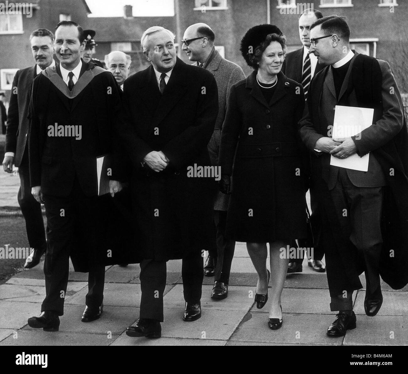 Harold Wilson British Prime Minister Feb 1969 and wfe Mary Wilson at Kirby Baptist Church Kirby Liverpool Stock Photo