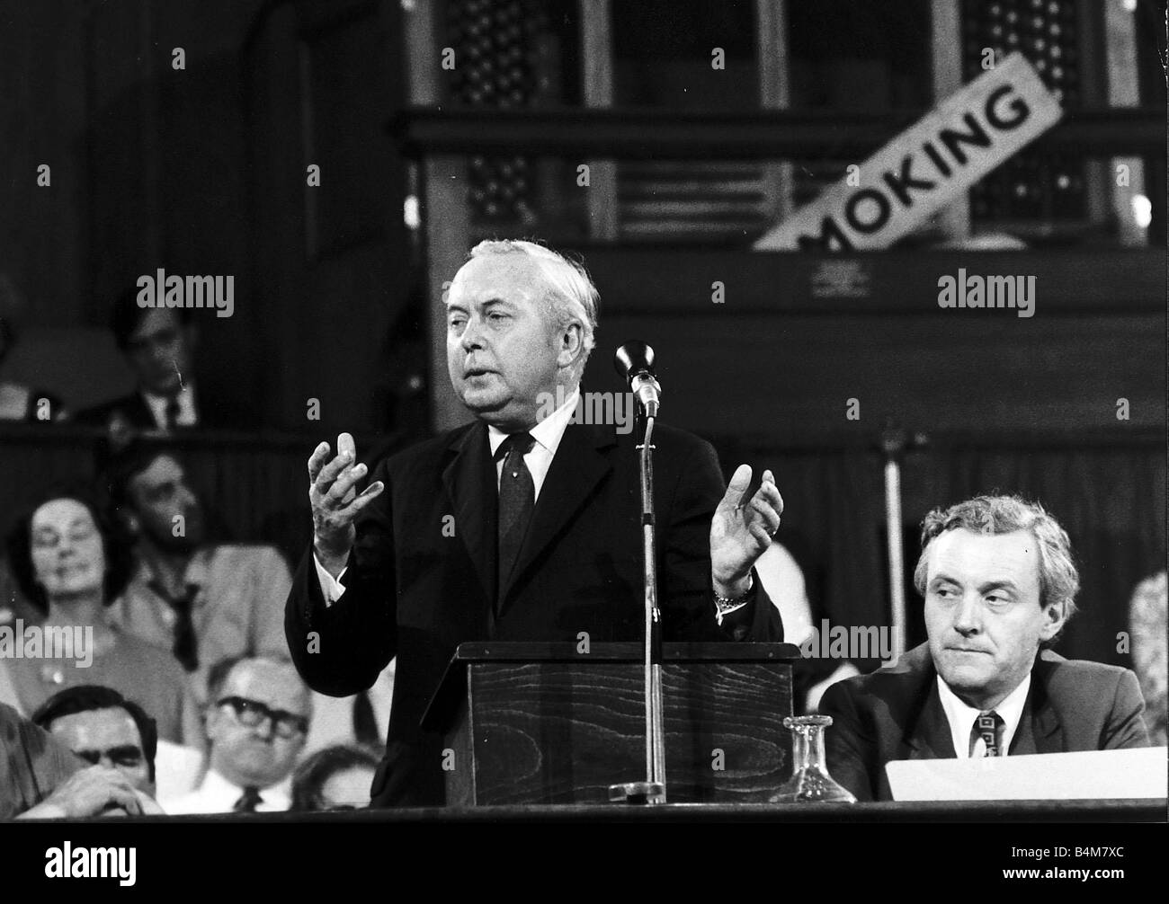 Harold Wilson former Prime Minister addresses the Boiler Makers Union Confrence 1972 Stock Photo