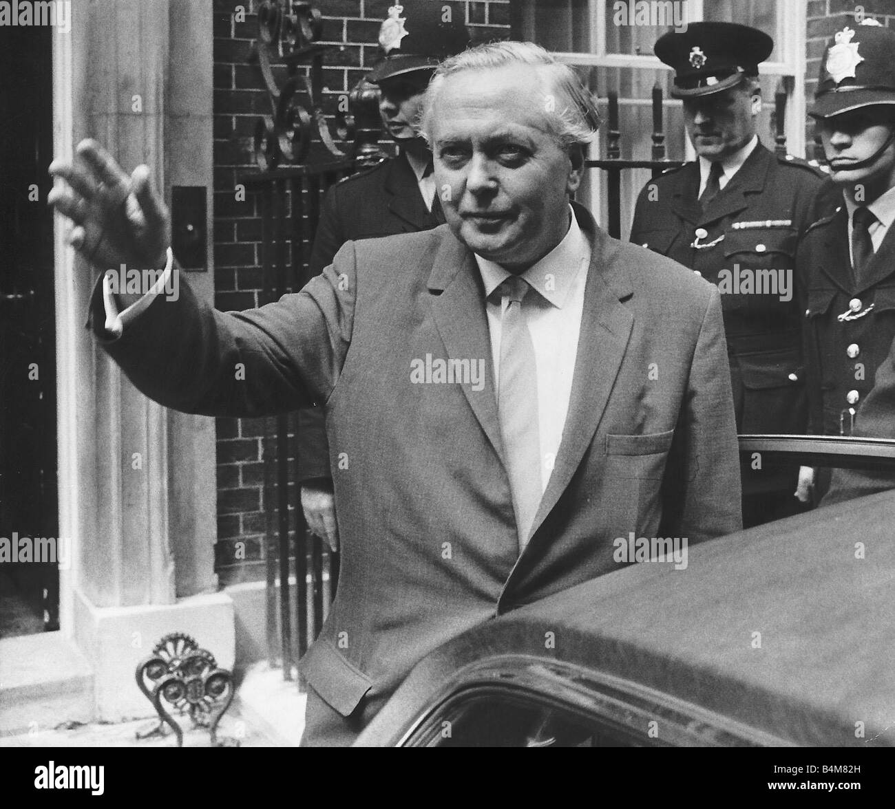 Harold Wilson Prime Minister leaving No 10 Downing street with