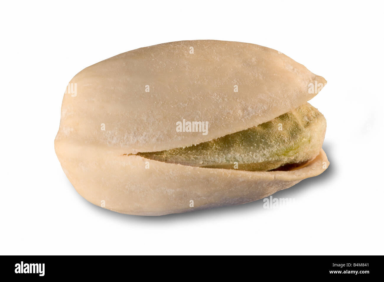 A single salted pistachio nut close up A path is included Stock Photo