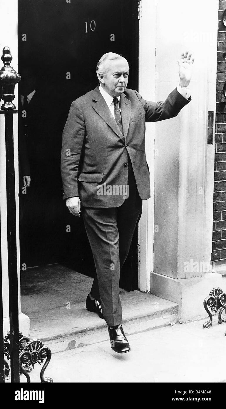 Harold Wilson Prime Minister of Britain leaving No 10 Downing Street
