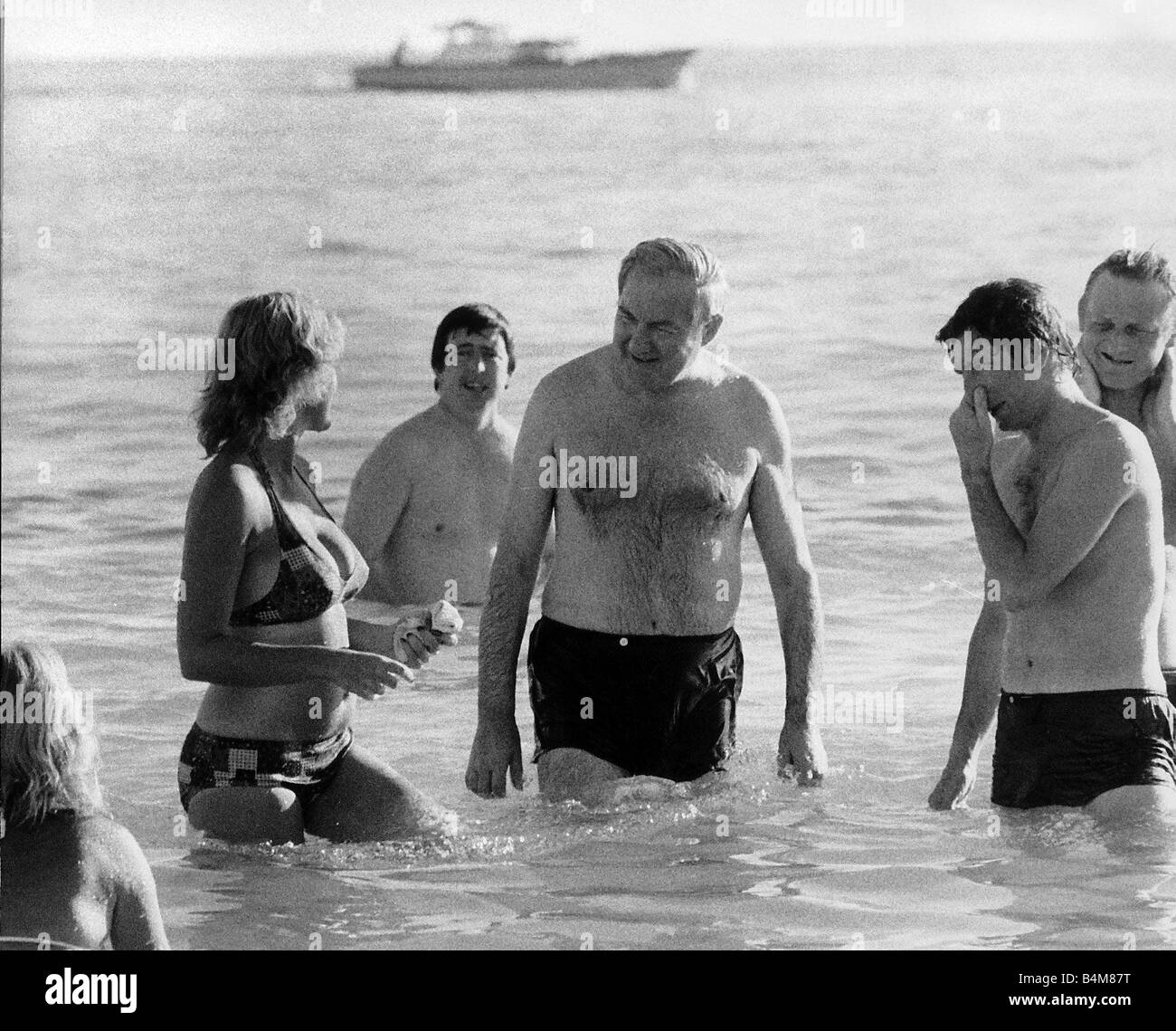 James Callaghan Prime Minister in sea in Guadeloup 1979 Stock Photo