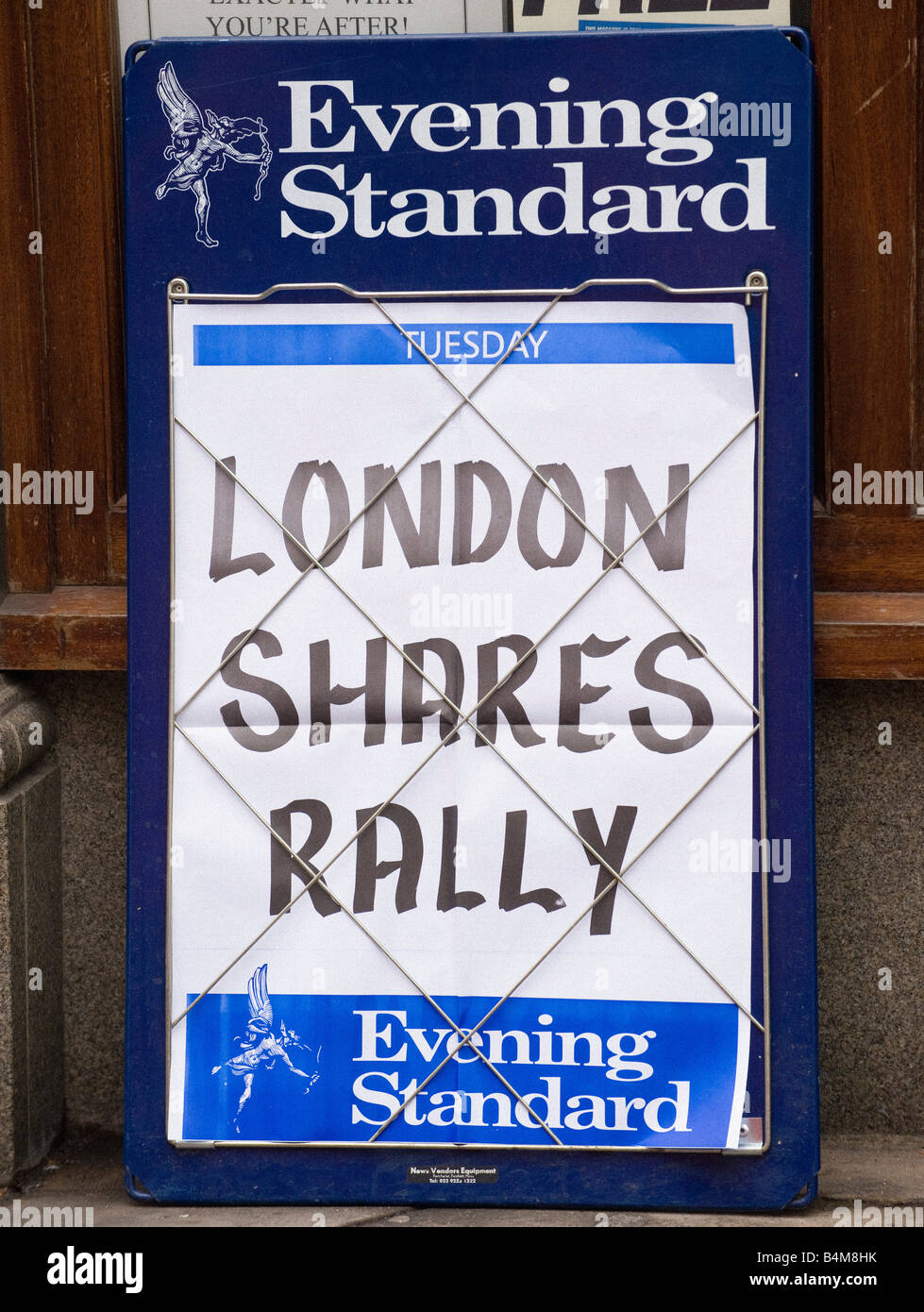 Evening Standard headline. London Shares Rally. Stock Photo