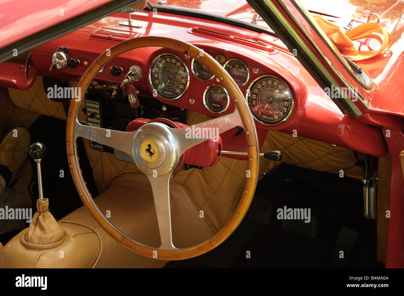 Interior of a 1954 Ferrari 375 MM Stock Photo