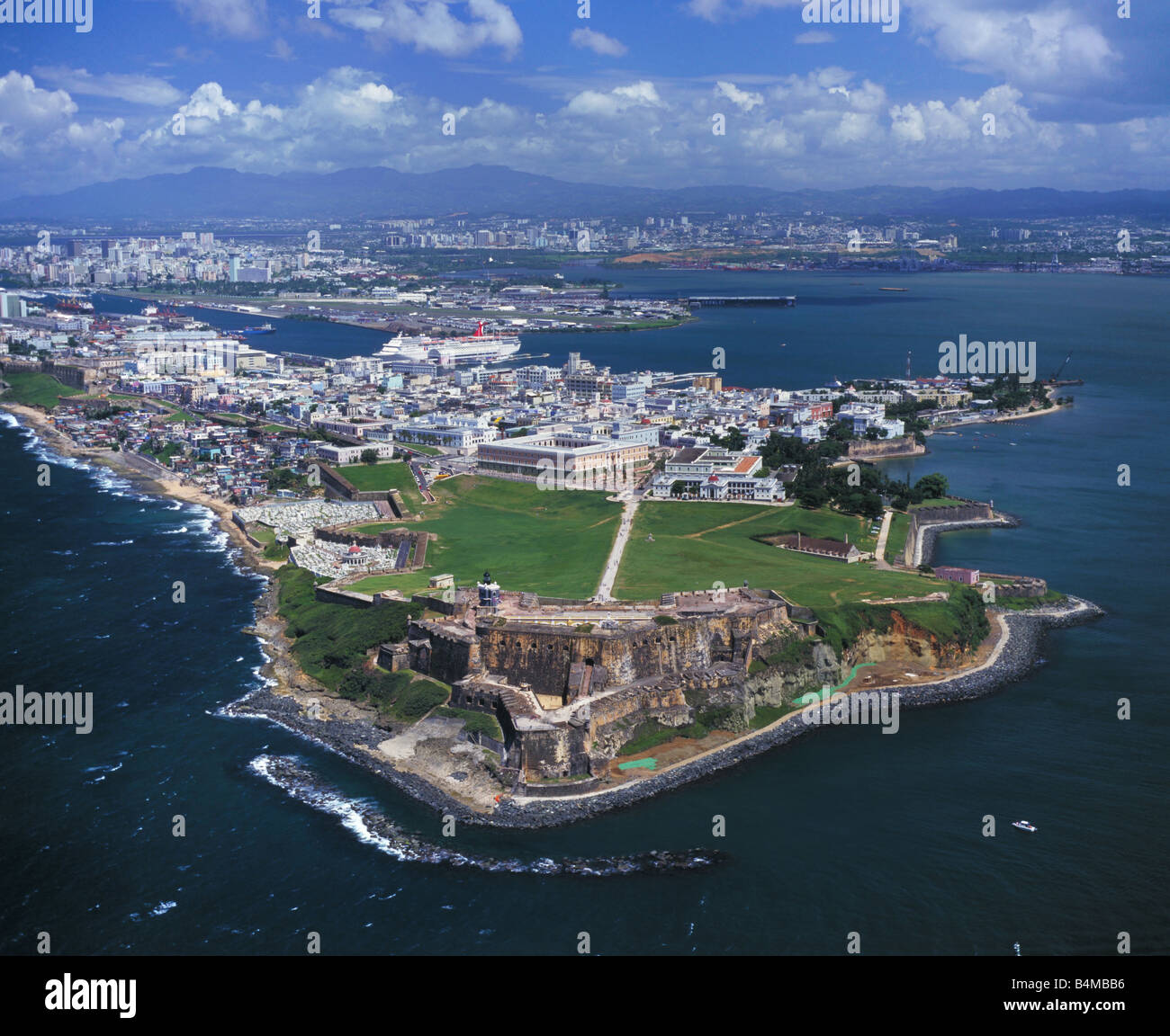 Aerial Above San Felipe Del Morro Fortress Old San Juan Puerto Rico 