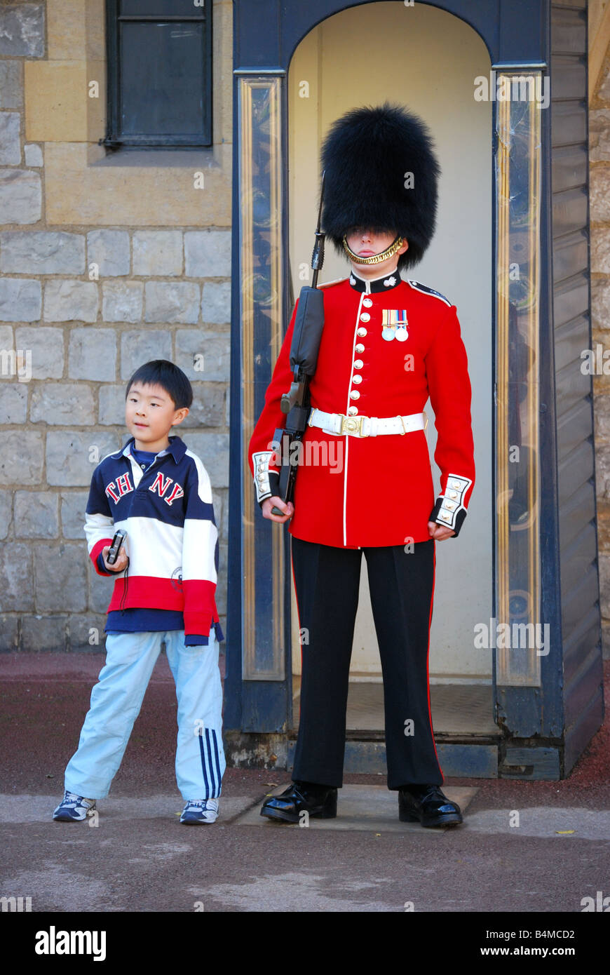 Queen’s Guard on duty, Lower Ward, Windsor Castle, Windsor, Berkshire