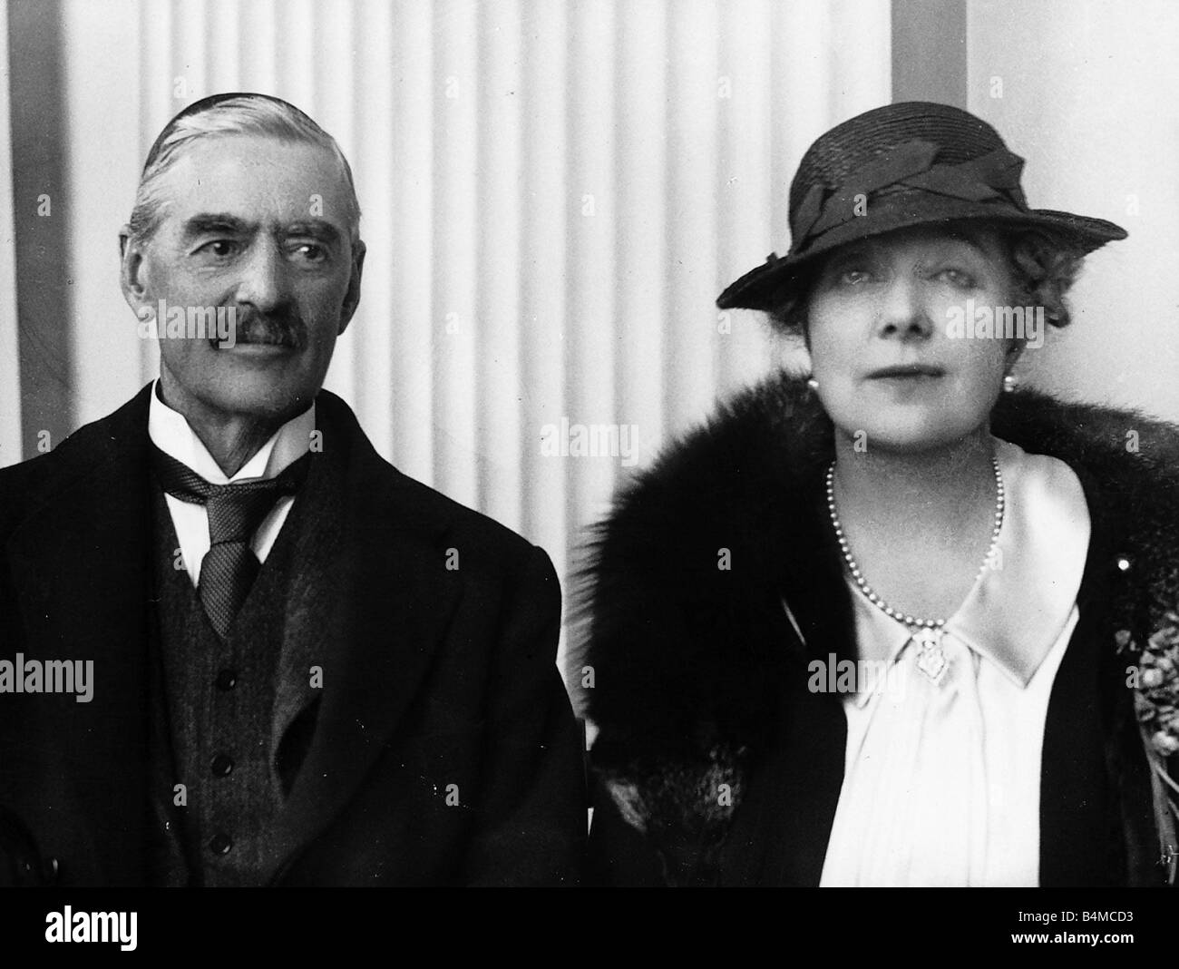 Neville Chamberlain Prime Minster with his Wife circa 1938 Stock Photo ...