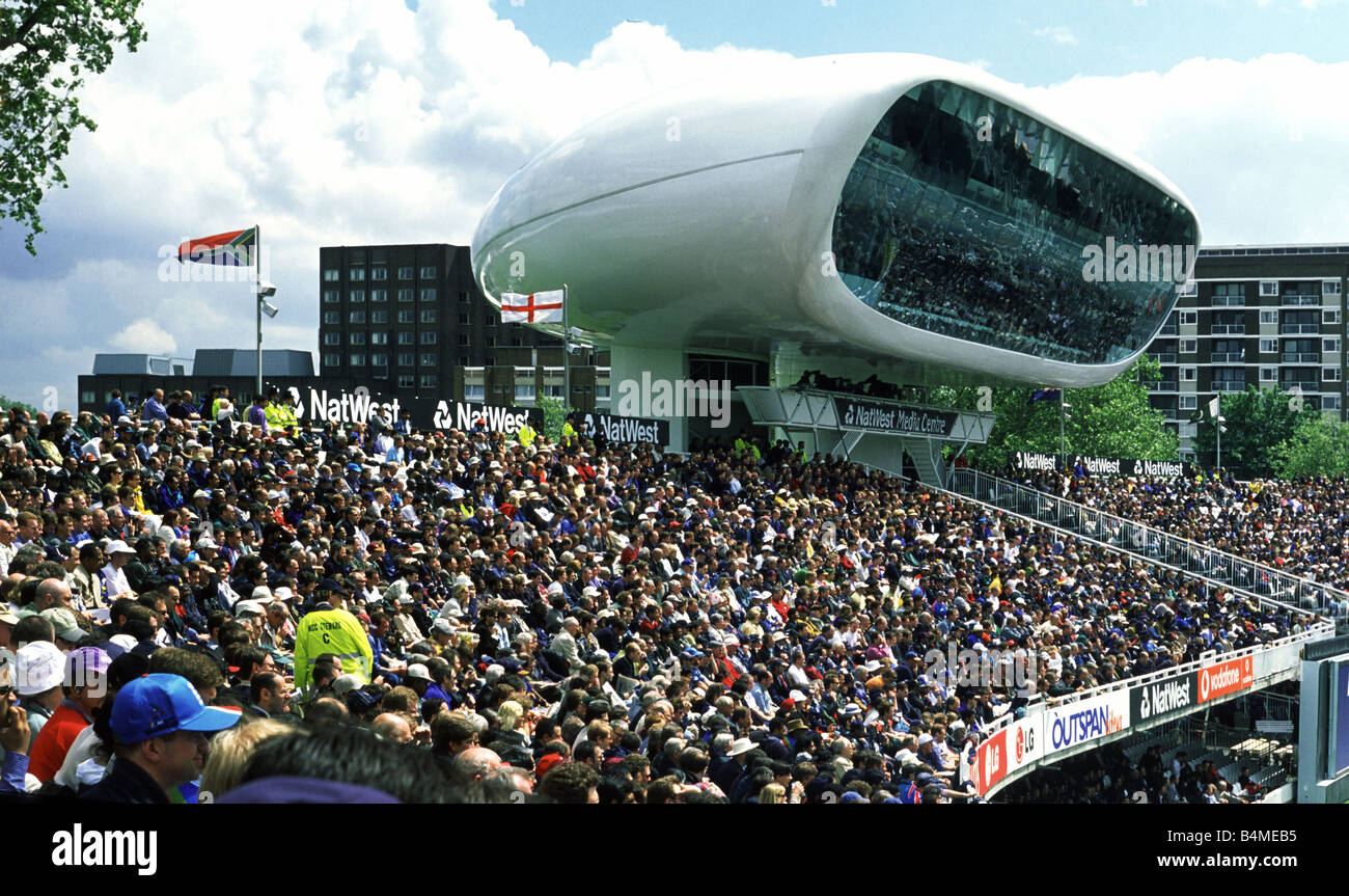 Crowd at the Nursery End of Lords Cricket Ground during a one day international match between England and South Africa Stock Photo