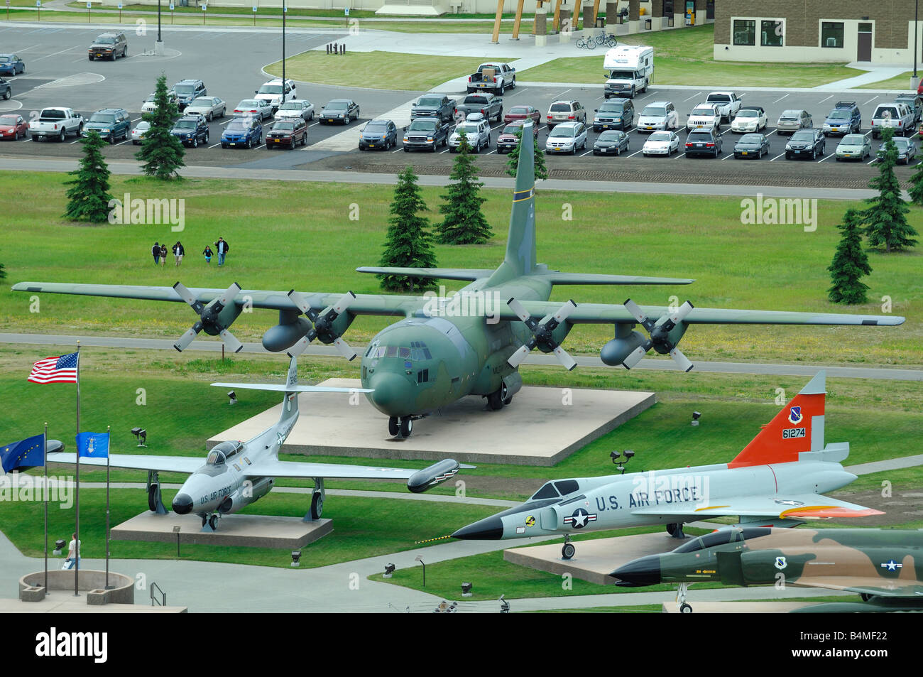 Overview of planes memorial, Elmendorf Air Force Base AFB, Anchorage, Alaska, Usa. Stock Photo