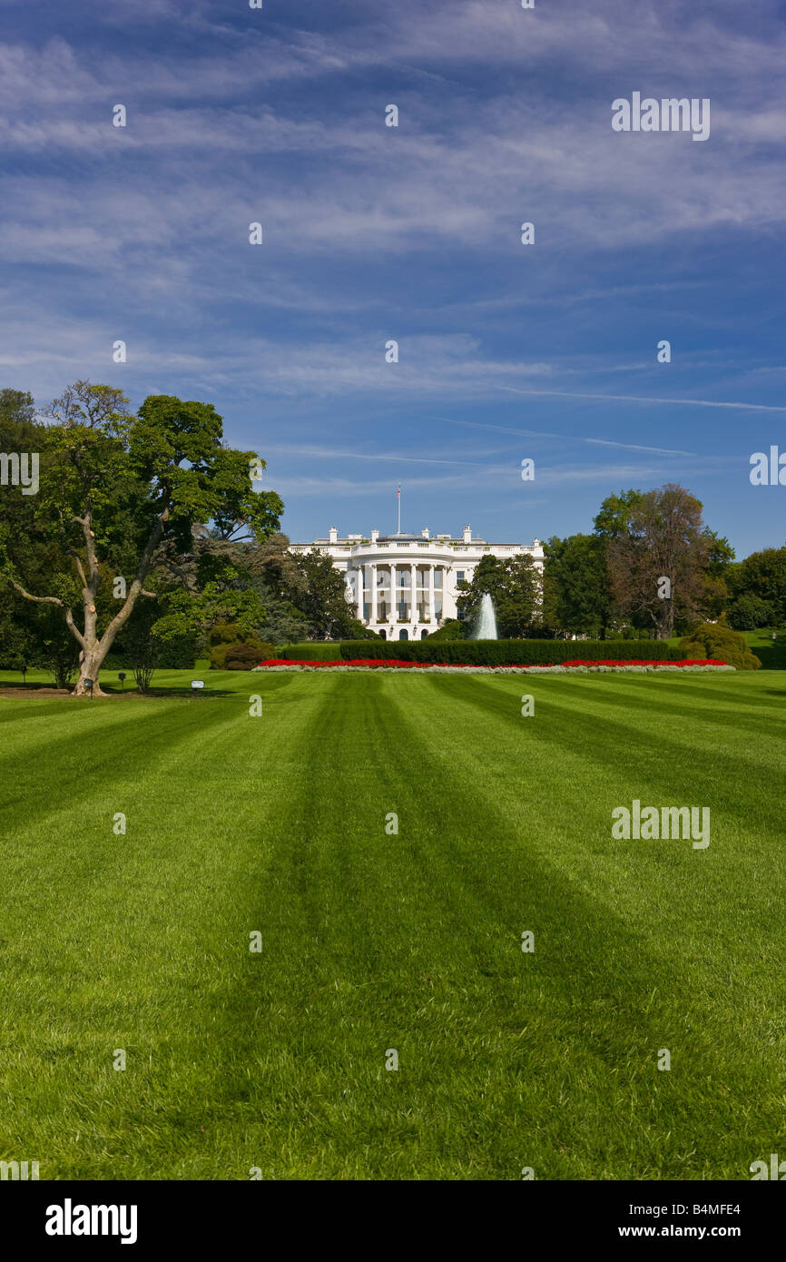 WASHINGTON, DC USA - The White House, and the south lawn. Stock Photo