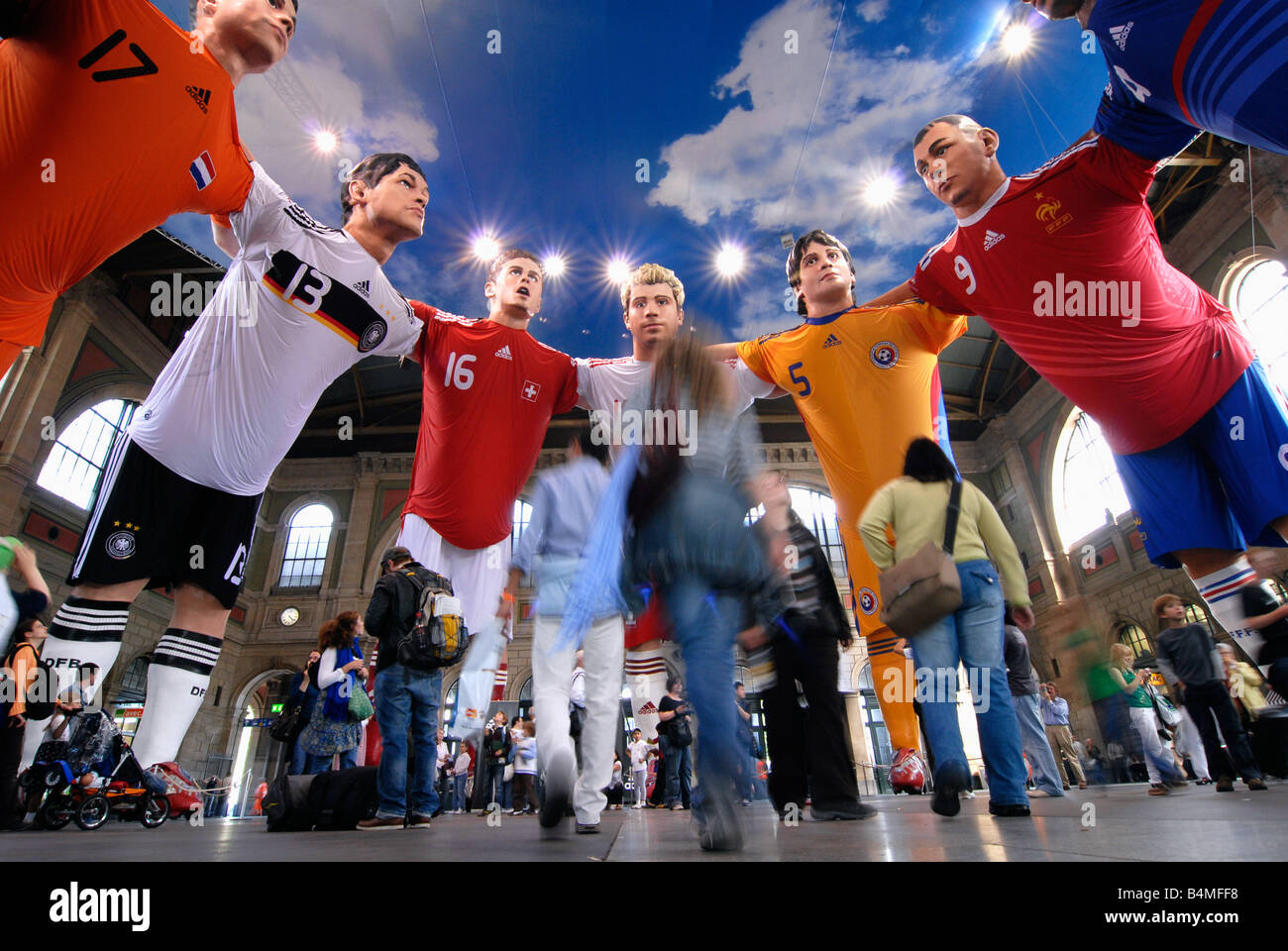 Giant sculpture for Euro 2008 in main railway station Zurich, Switzerland  Stock Photo - Alamy