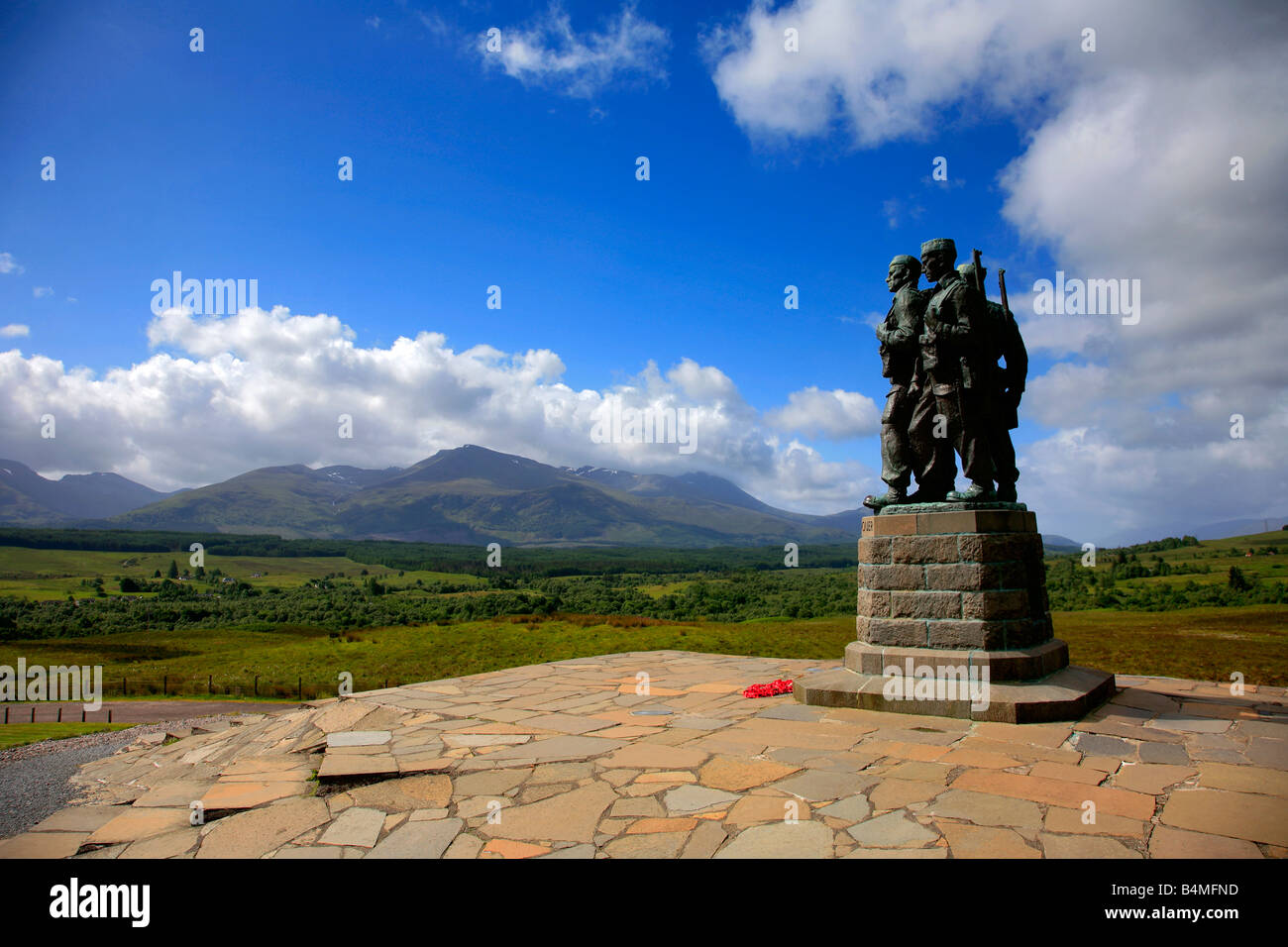 Royal Marines Commando Memorial with the Nevis range at the rear Spean Bridge Scotland Britain UK Stock Photo