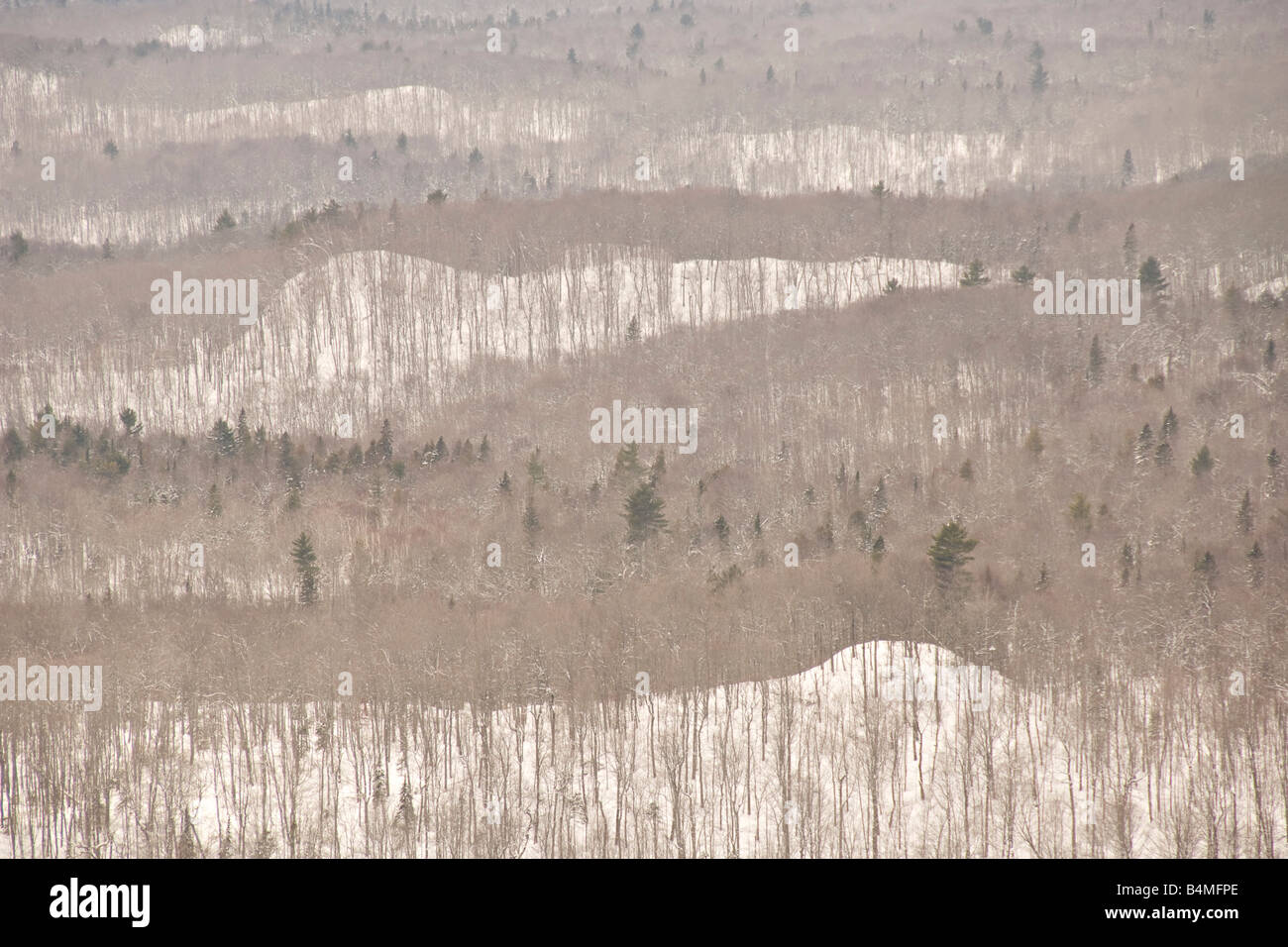 The winter landscape of the Keweenaw Peninsula in Michigans Upper Peninsula as seen from atop