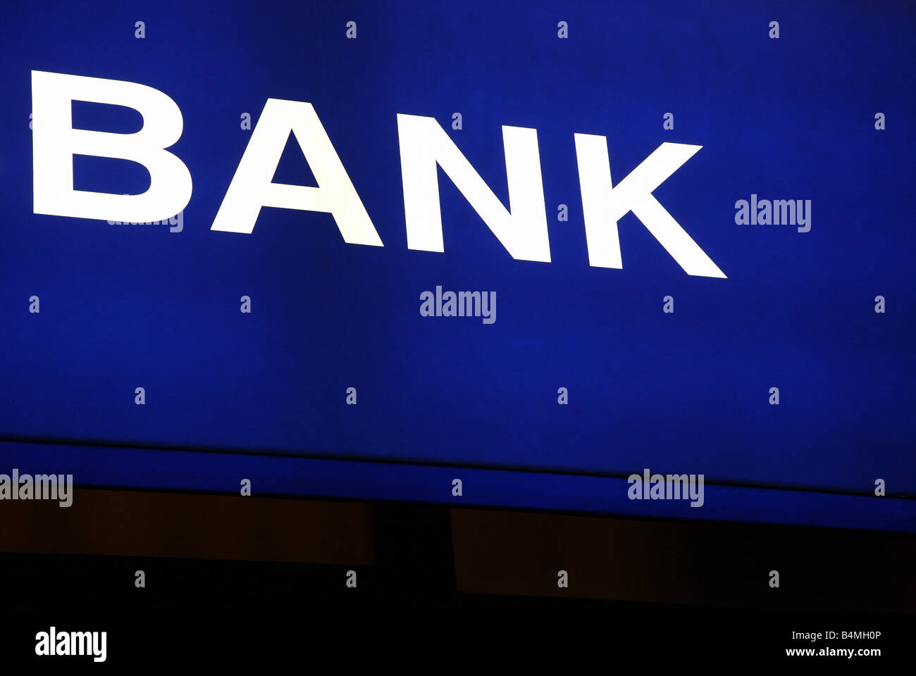 A neon sign BANK Stock Photo