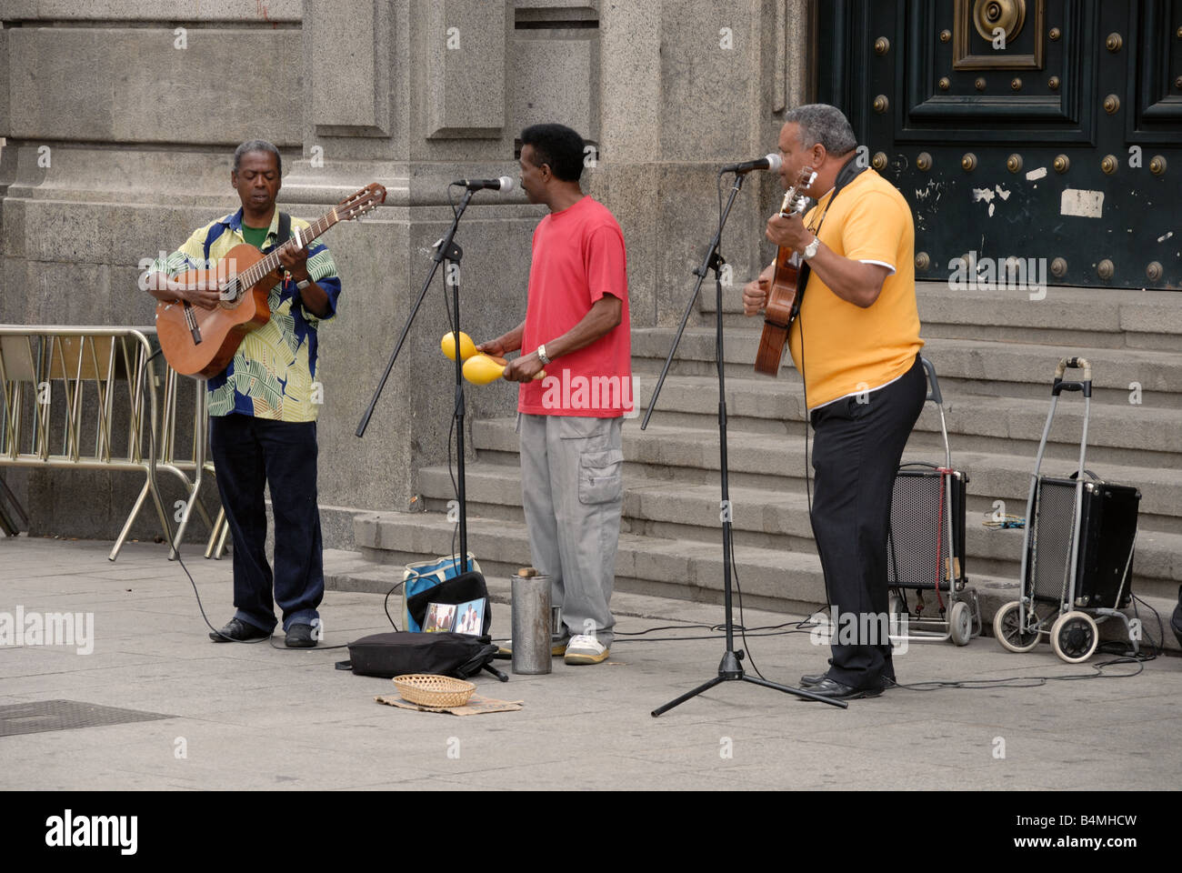 Street musicians in Barcelona, Spain Stock Photo