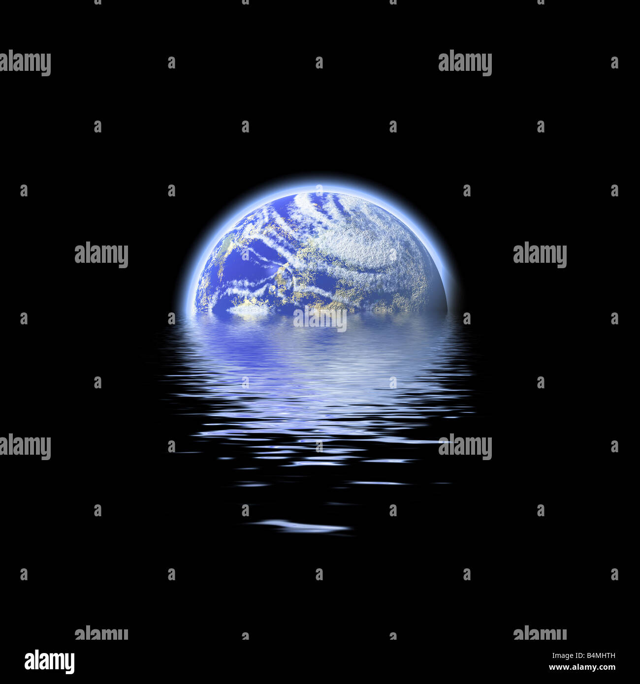 The earth floating in a pool of water this works great to denote a flood or to represent the