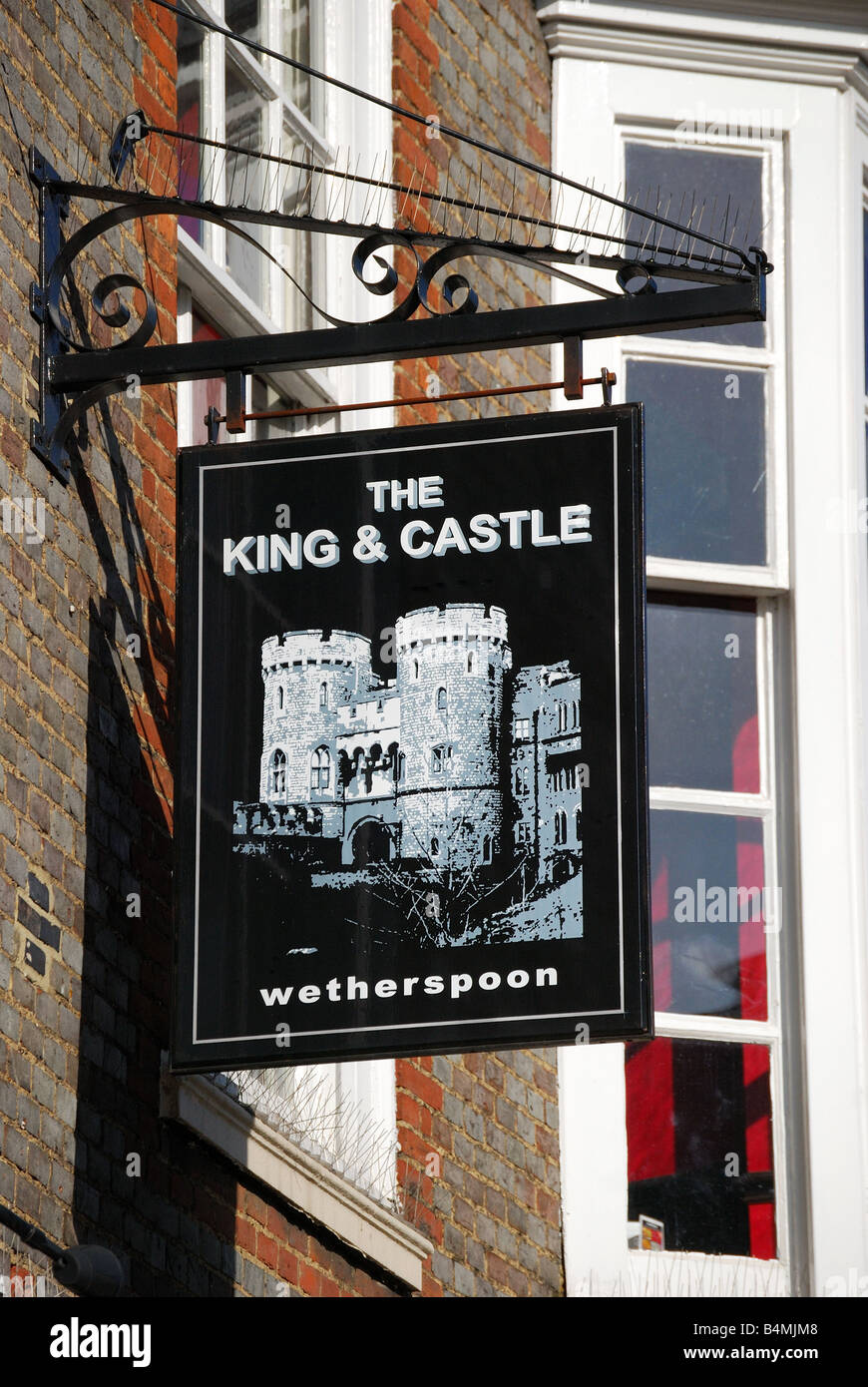 The King & Castle Wetherspoon pub sign, High Street, Windsor, Berkshire, England, United Kingdom