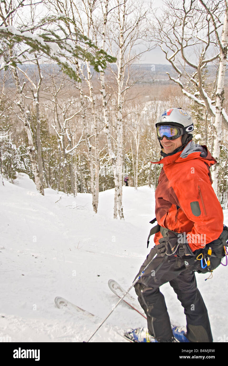 An alpine skier skis the extreme backcountry section of Mount Bohemia